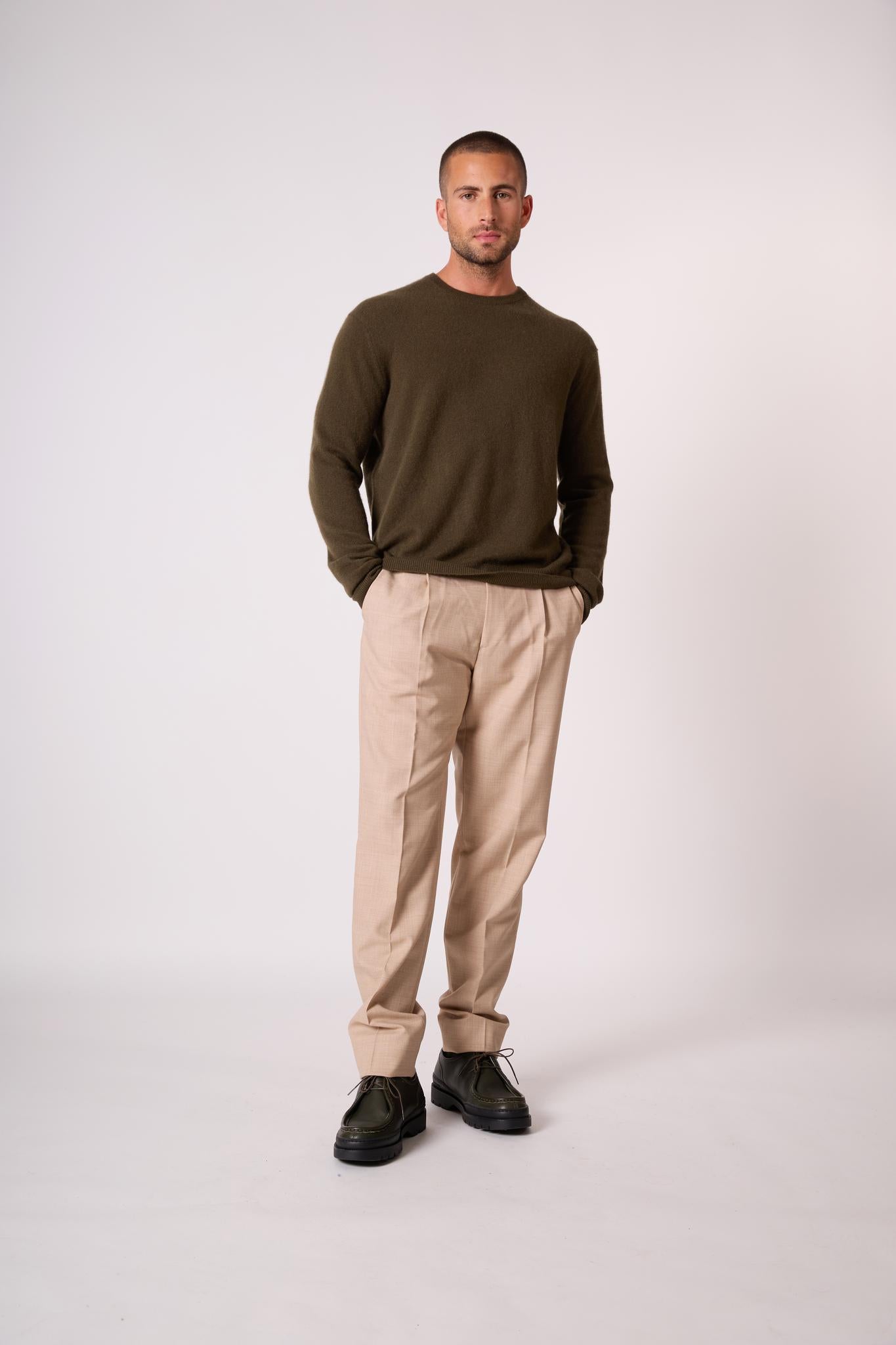 BLAKE pull col rond chatain 100% cachemire
