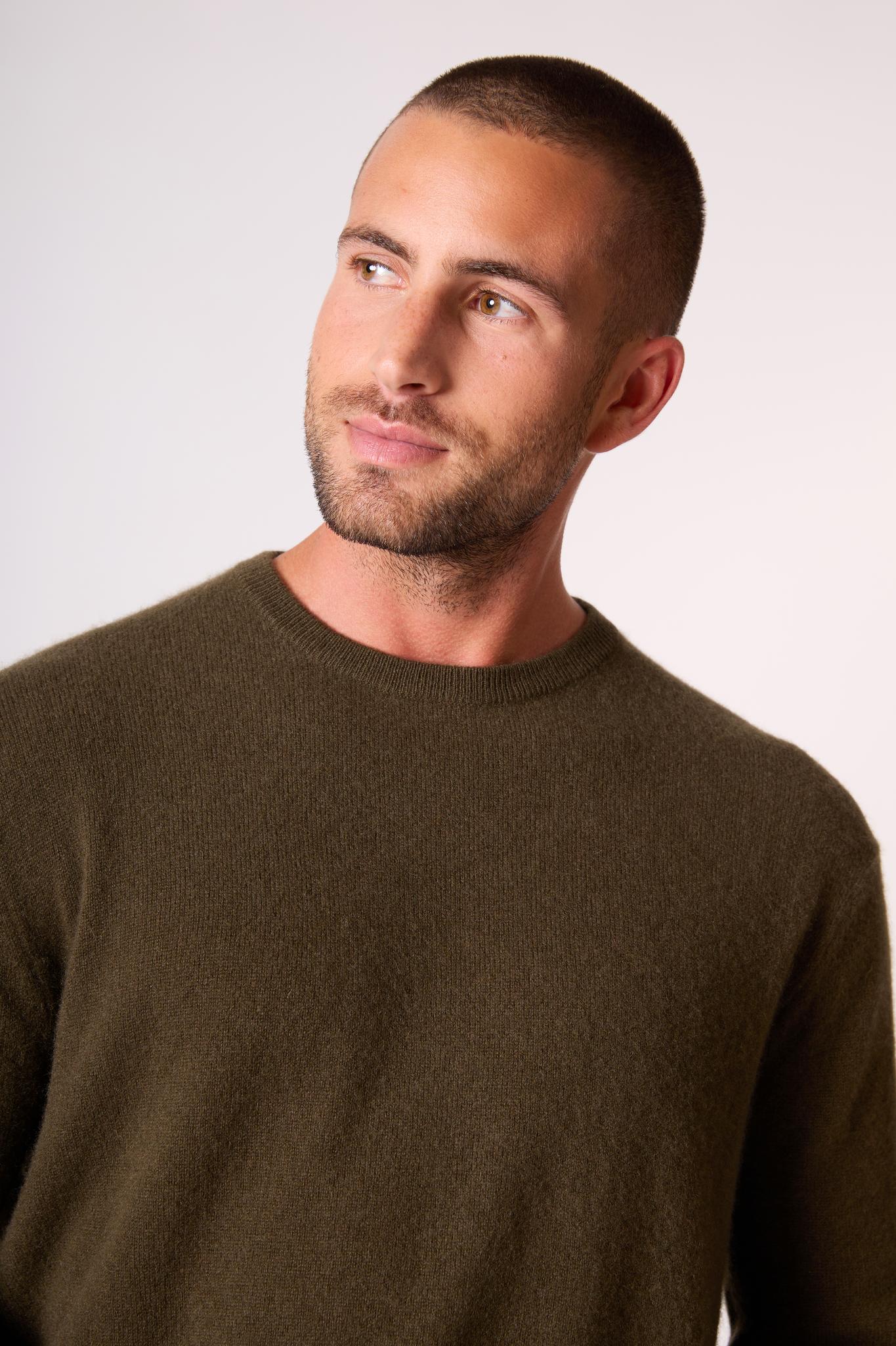 BLAKE pull col rond chatain 100% cachemire