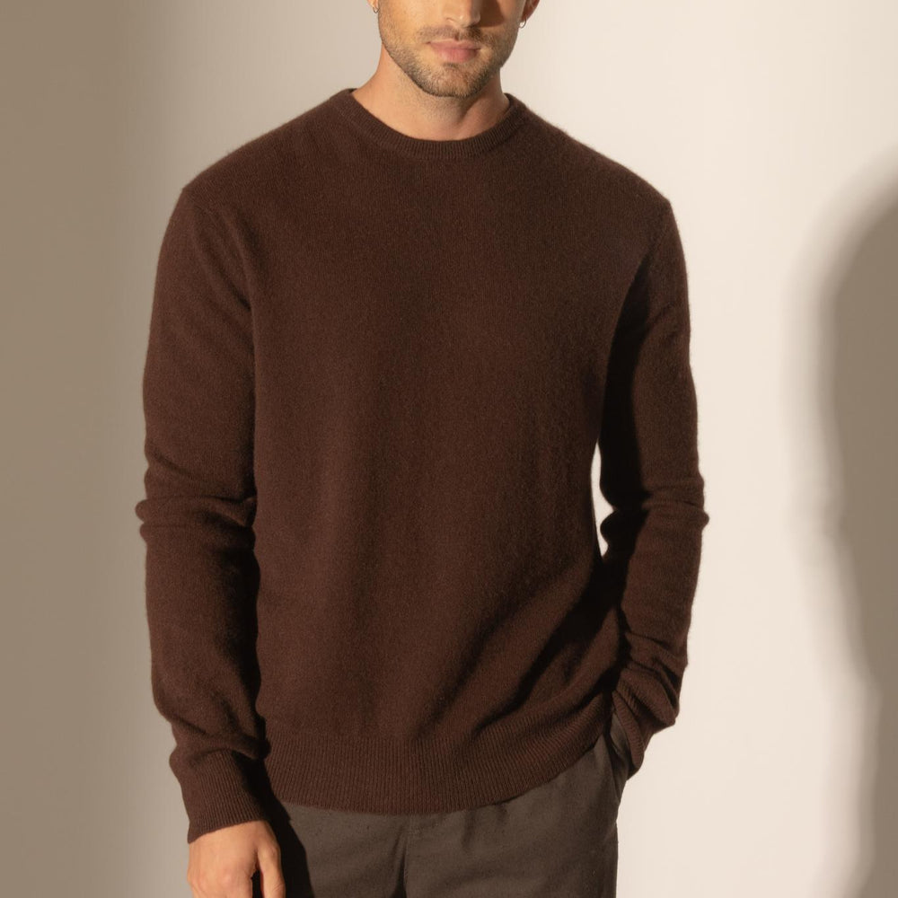 BLAKE pull col rond choco 100% cachemire