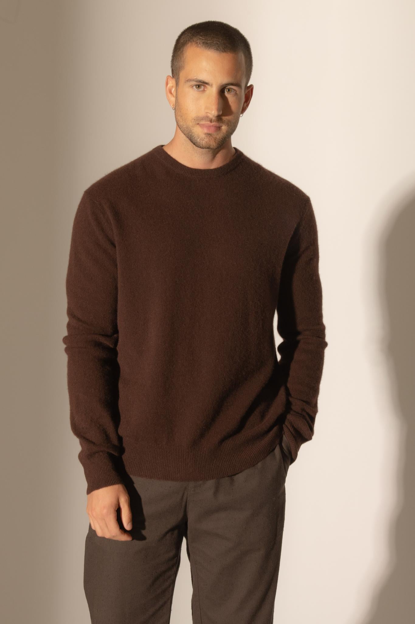 BLAKE pull col rond choco 100% cachemire