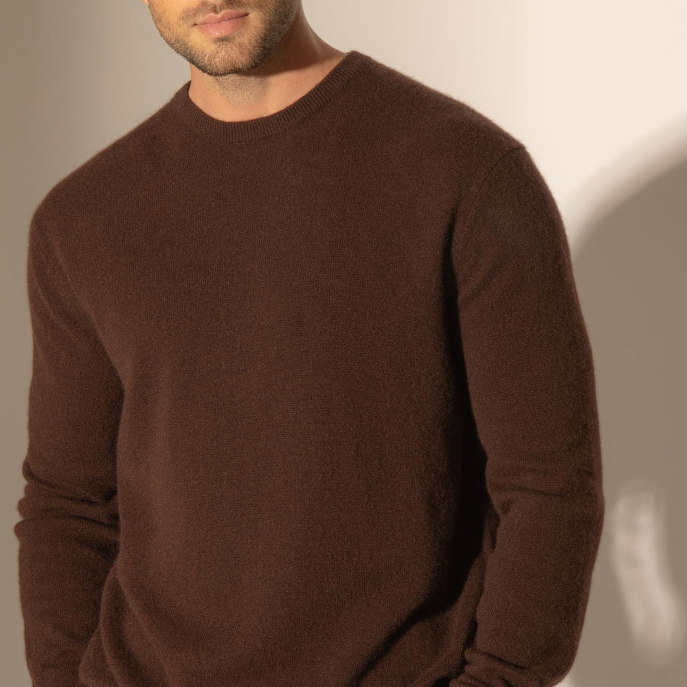 BLAKE pull col rond choco 100% cachemire