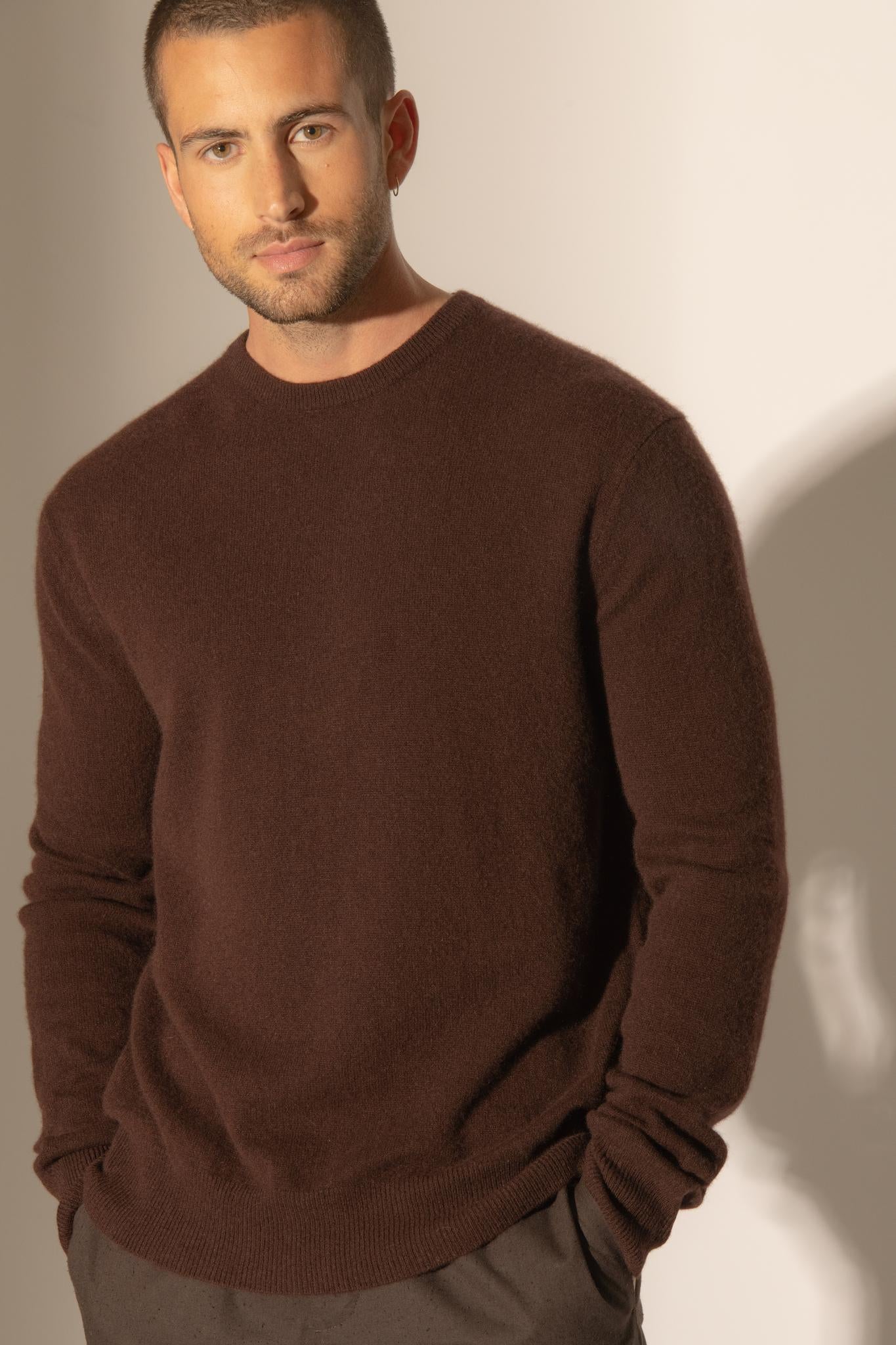 BLAKE pull col rond choco 100% cachemire