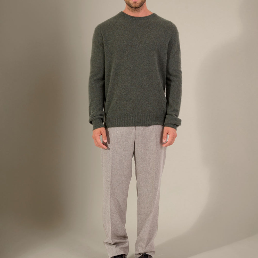 blake pull col rond kaki chiné 100% cachemire