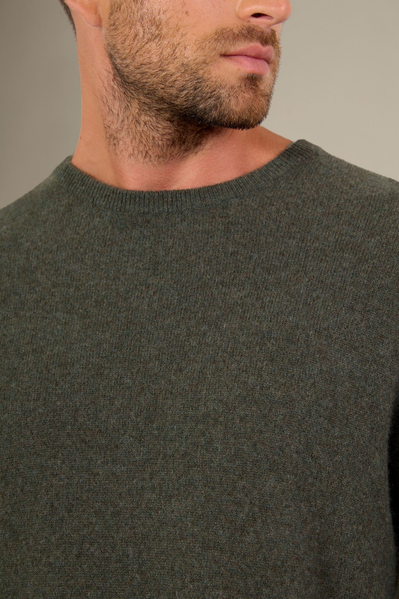 blake pull col rond kaki chiné 100% cachemire