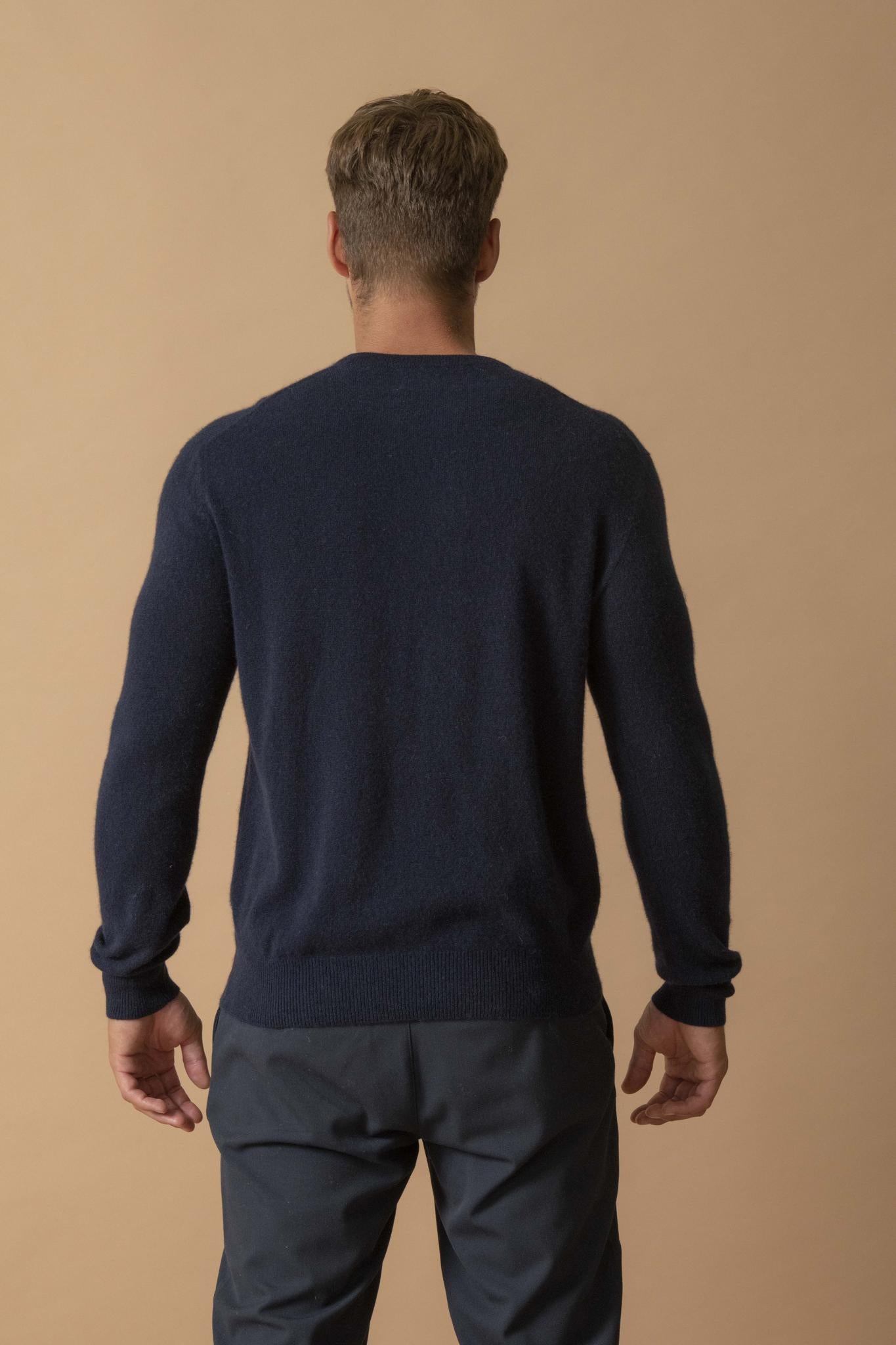 BLAKE pull col rond navy 100% cachemire