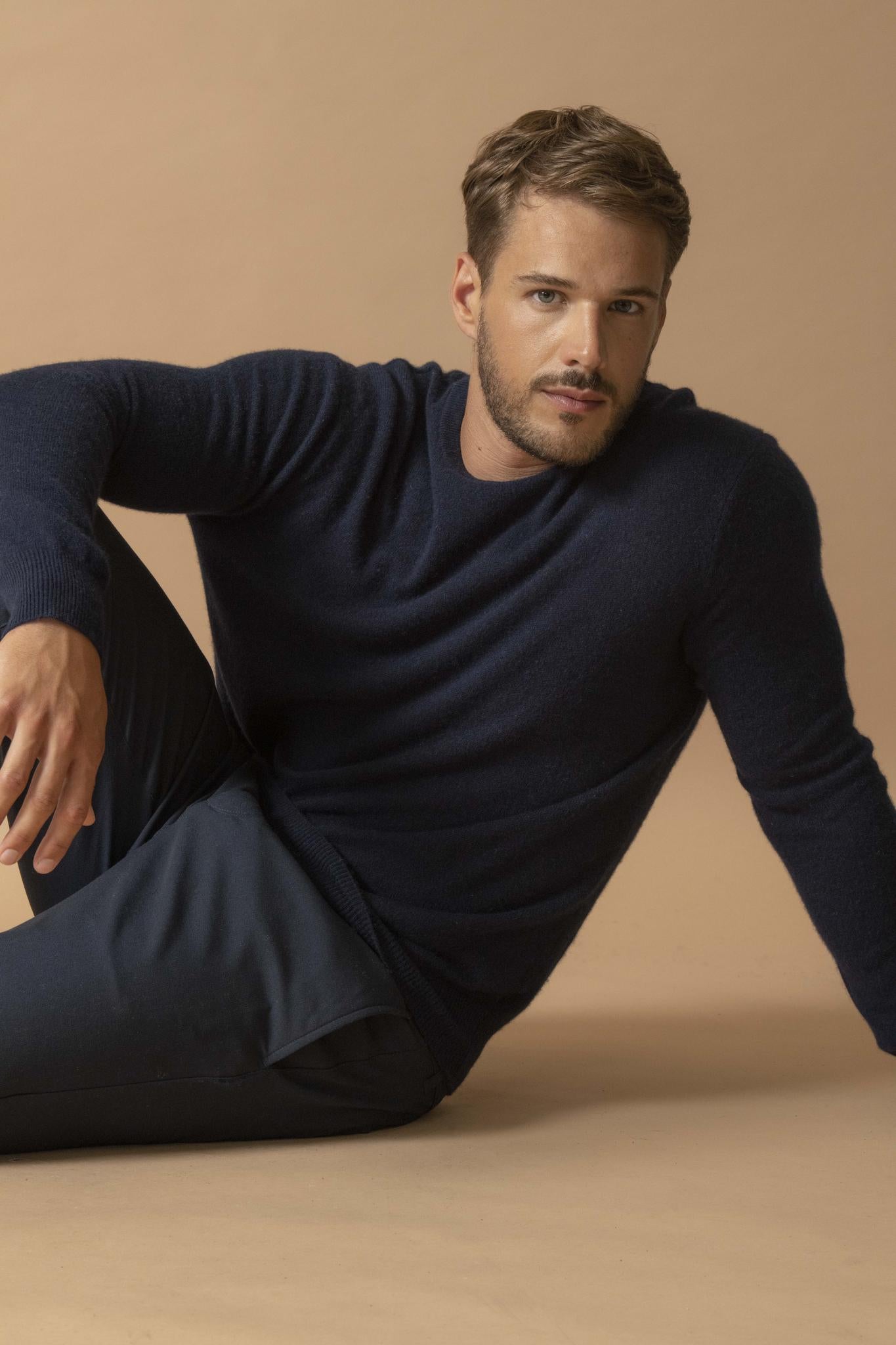 BLAKE pull col rond navy 100% cachemire