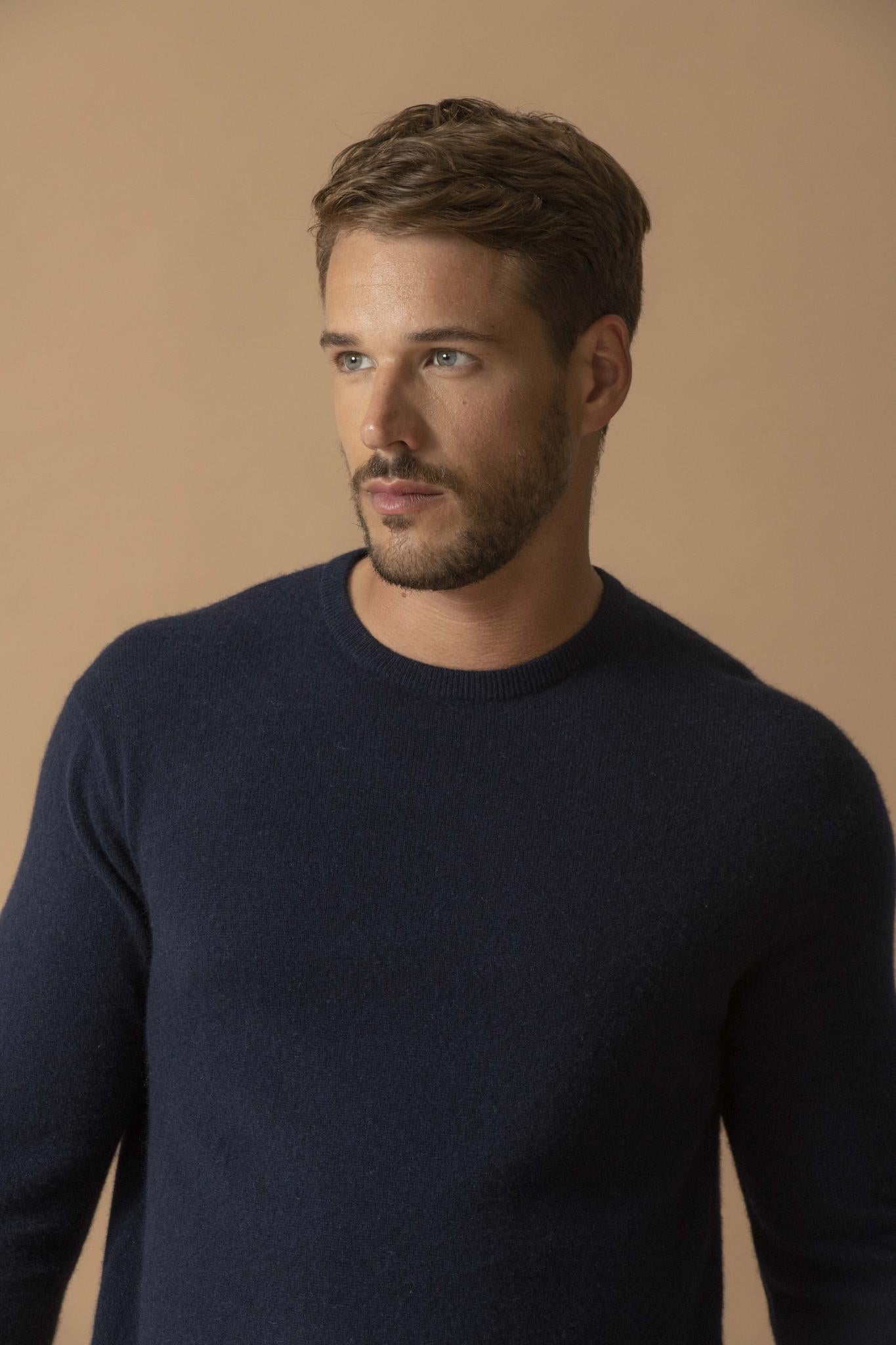BLAKE pull col rond navy 100% cachemire