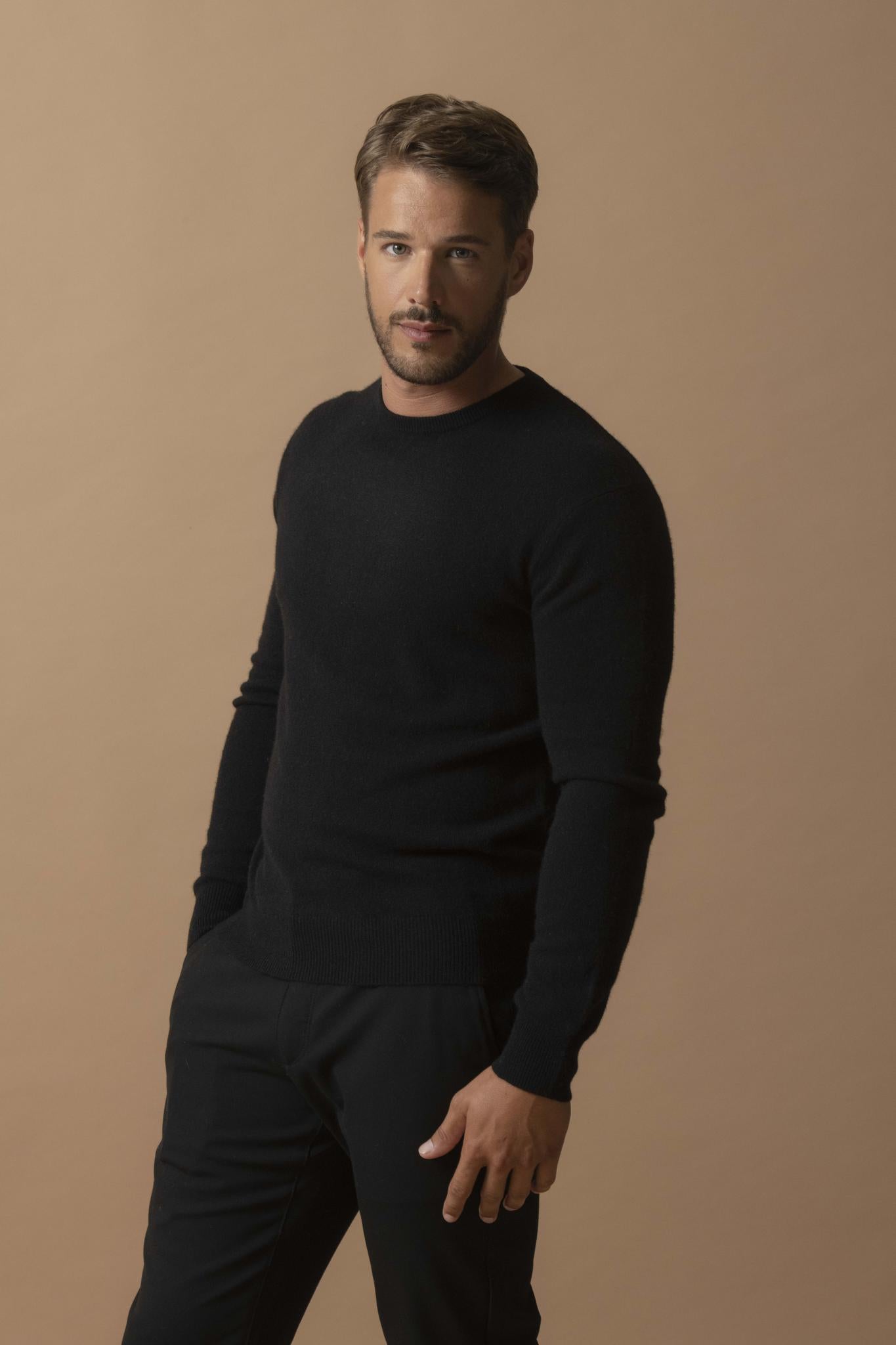 BLAKE pull col rond noir 100% cachemire