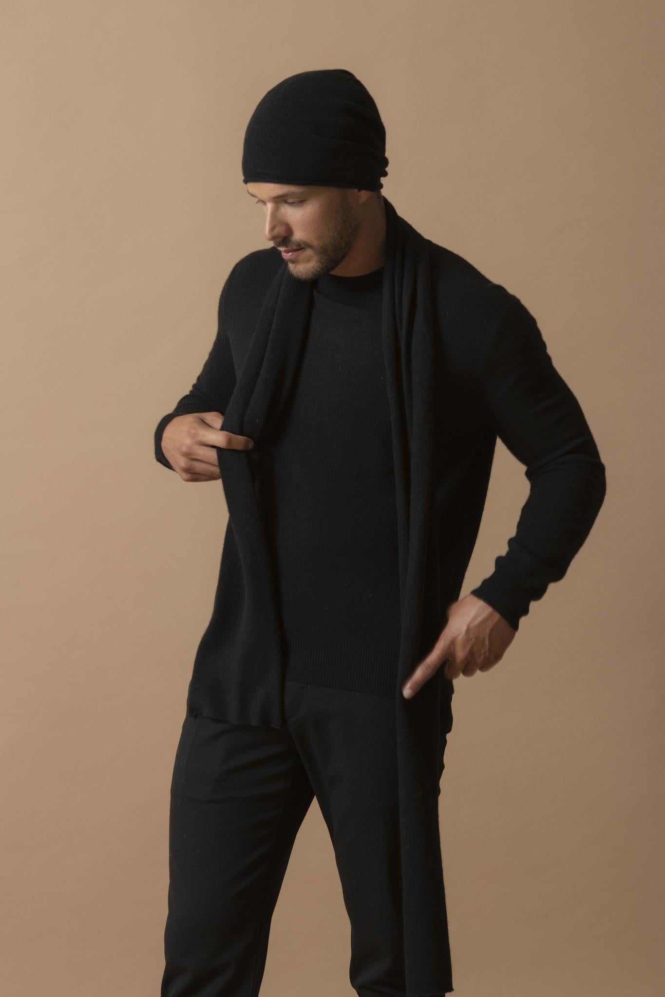 BLAKE pull col rond noir 100% cachemire