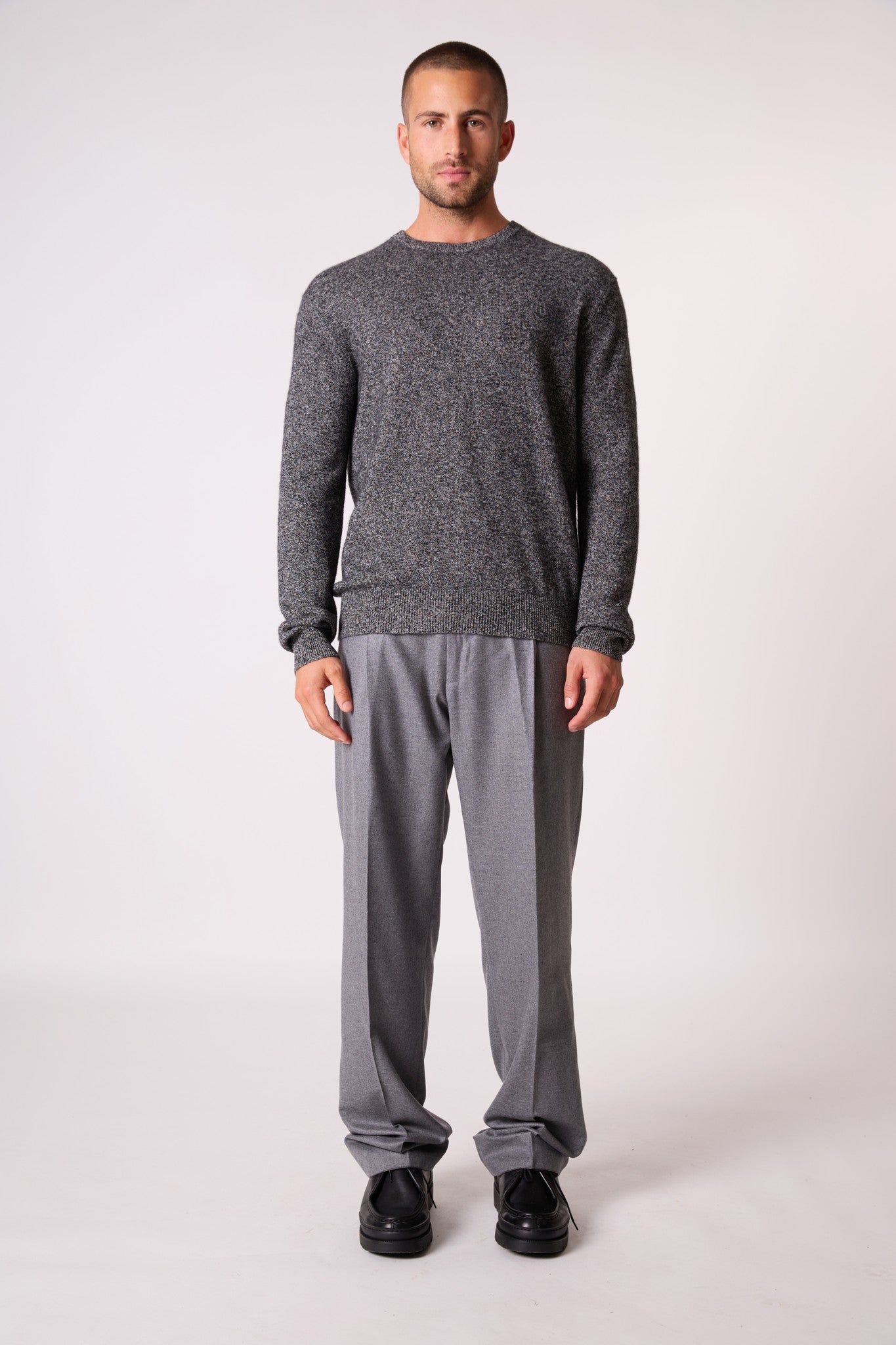 blake pull col rond noir/blanc 100% cachemire