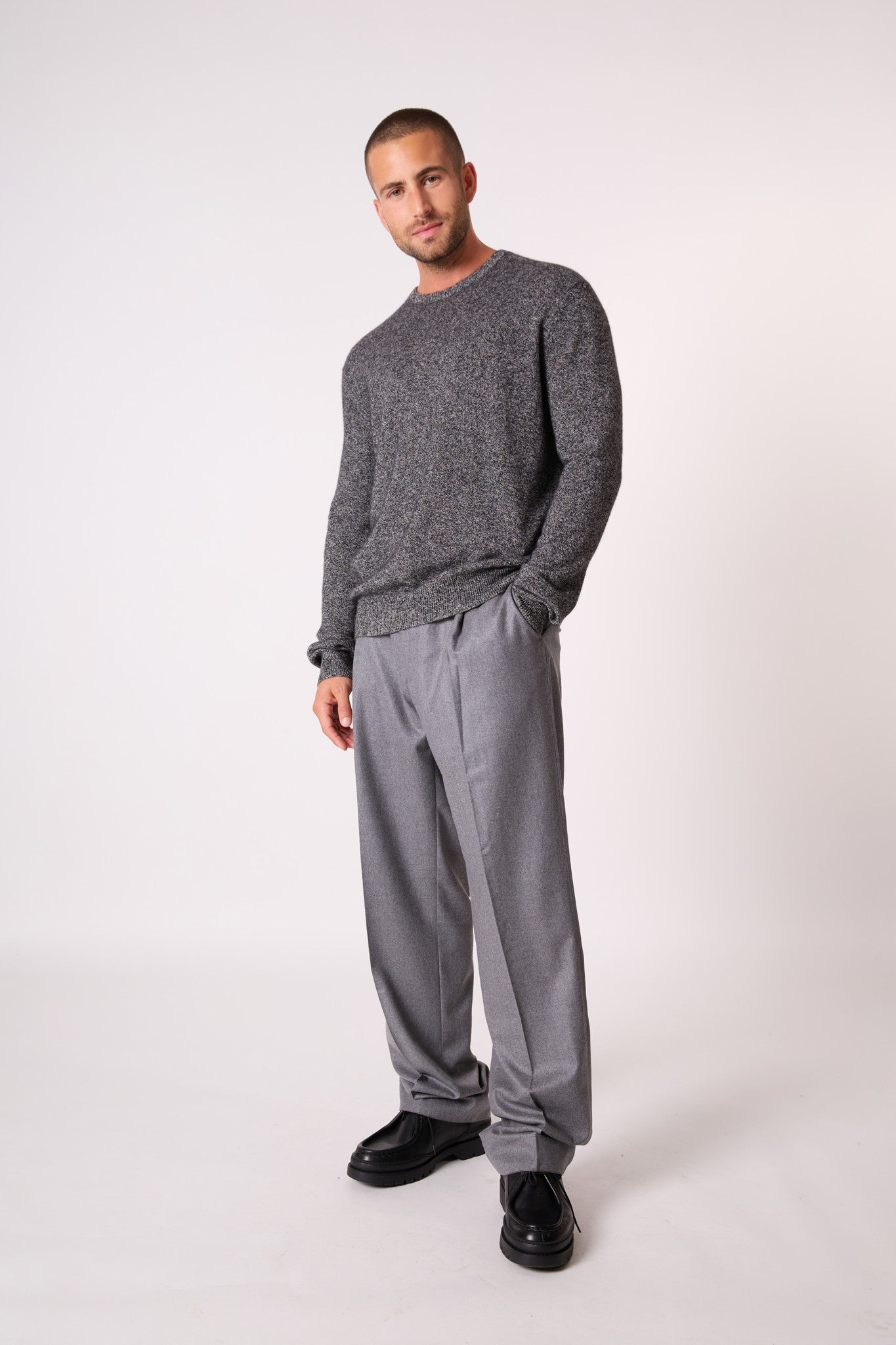 blake pull col rond noir/blanc 100% cachemire