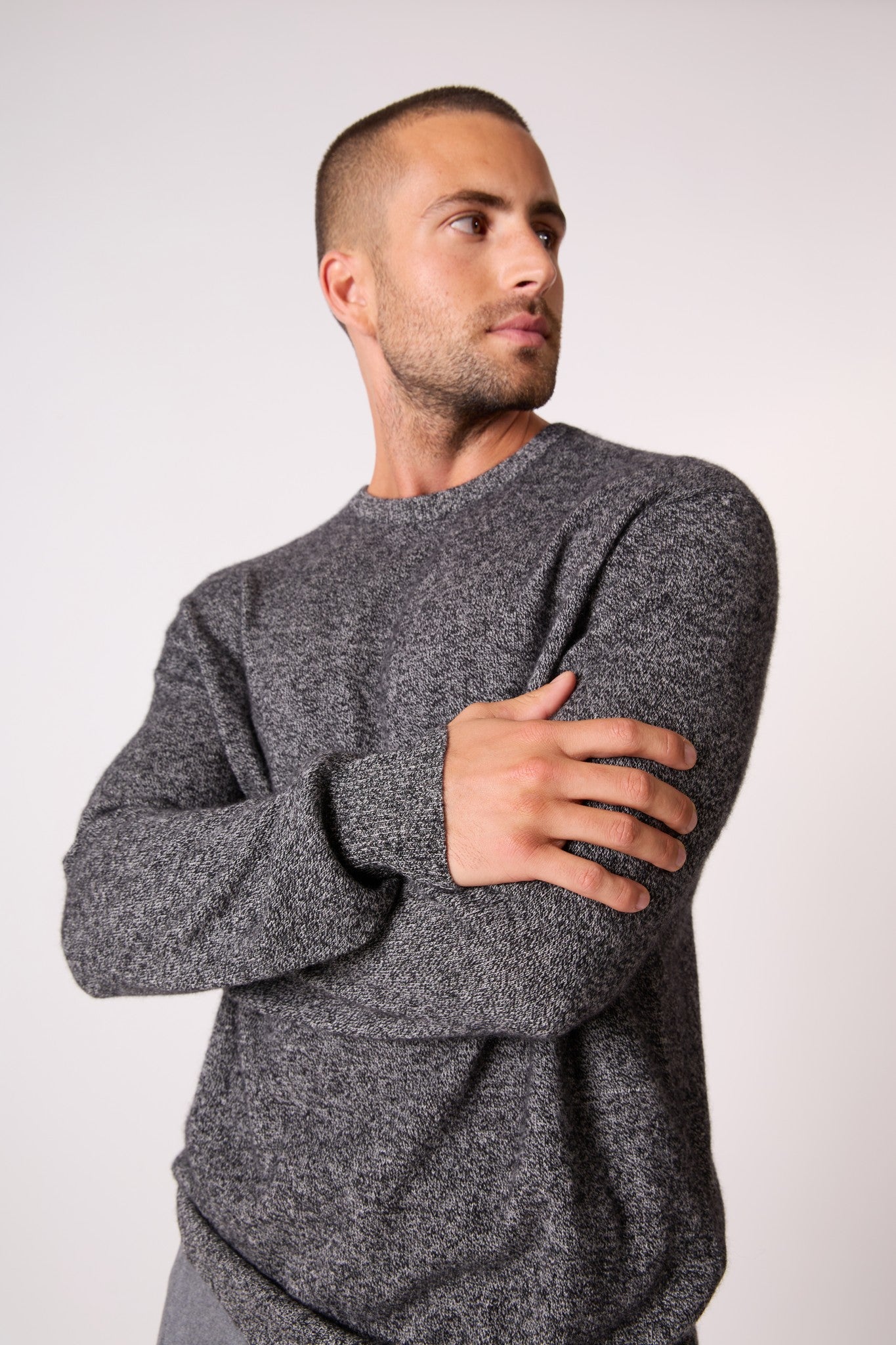 blake pull col rond noir/blanc 100% cachemire