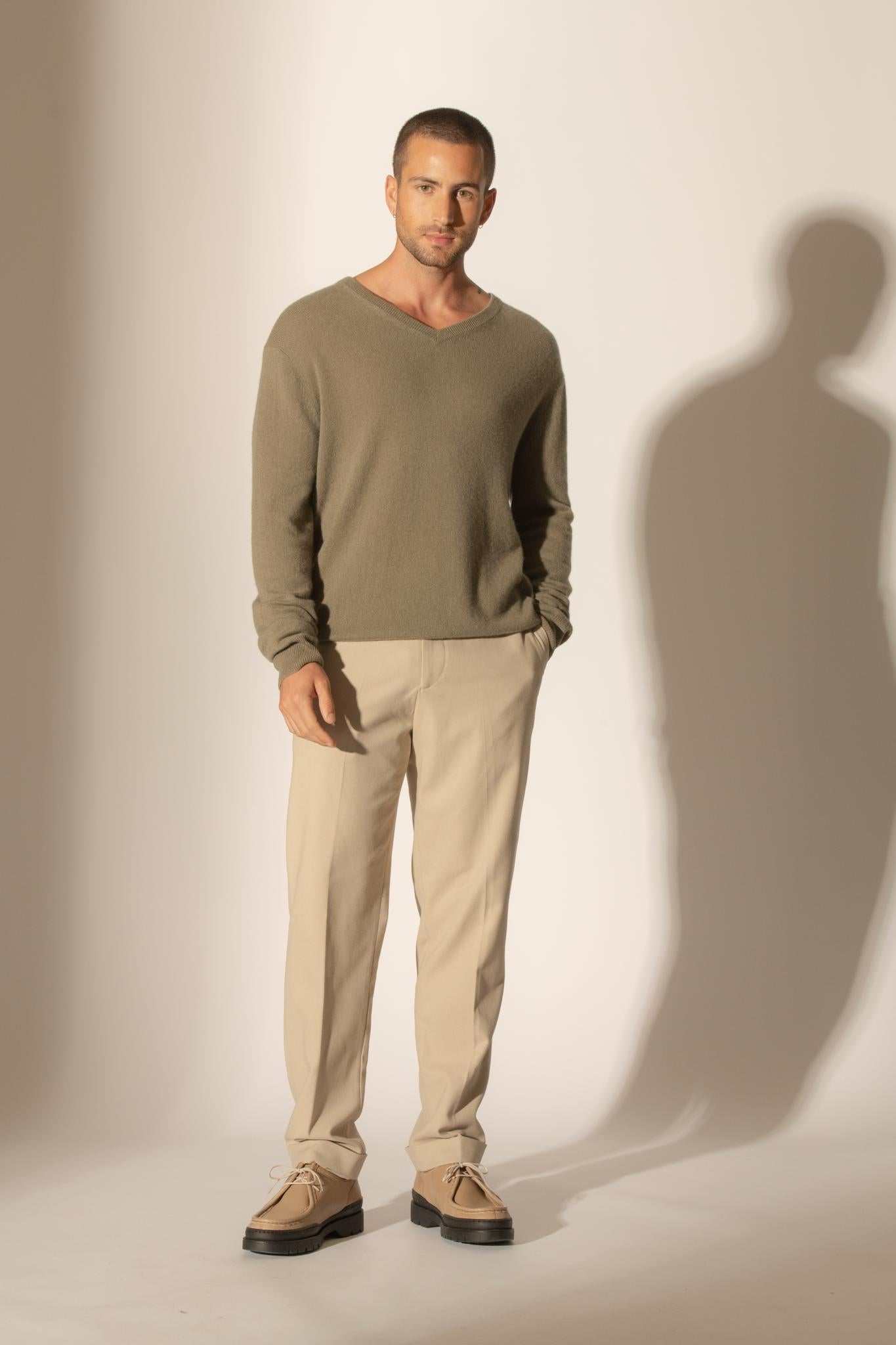 BLAKE pull col rond noisette 100% cachemire