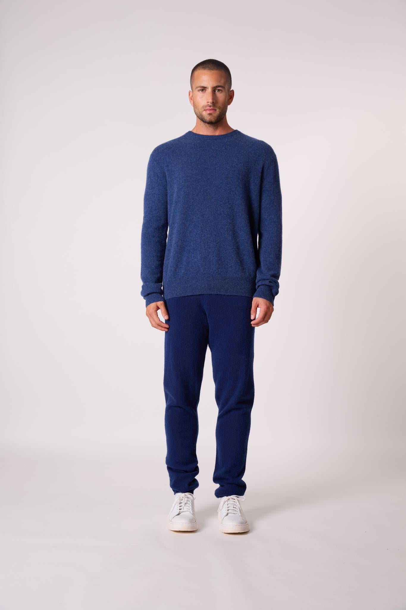 BLAKE pull col rond ocean chiné 100% cachemire
