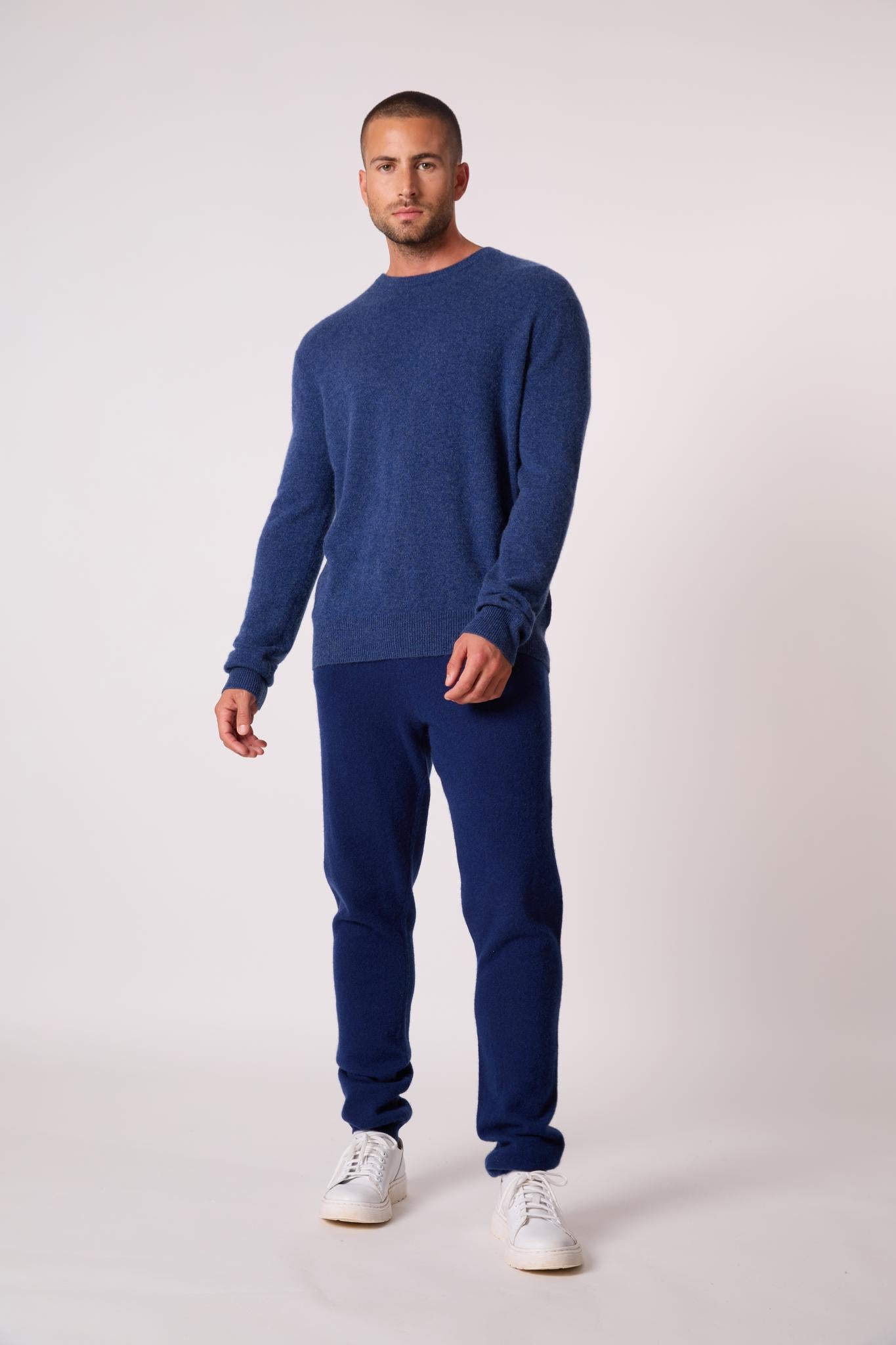 BLAKE pull col rond ocean chiné 100% cachemire