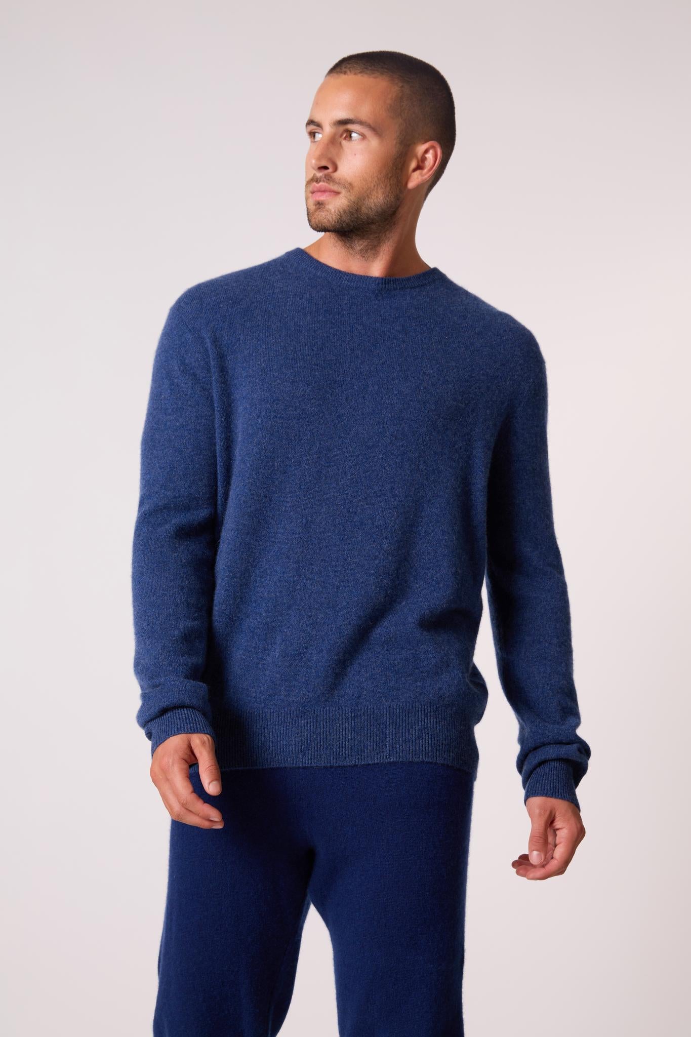 BLAKE pull col rond ocean chiné 100% cachemire