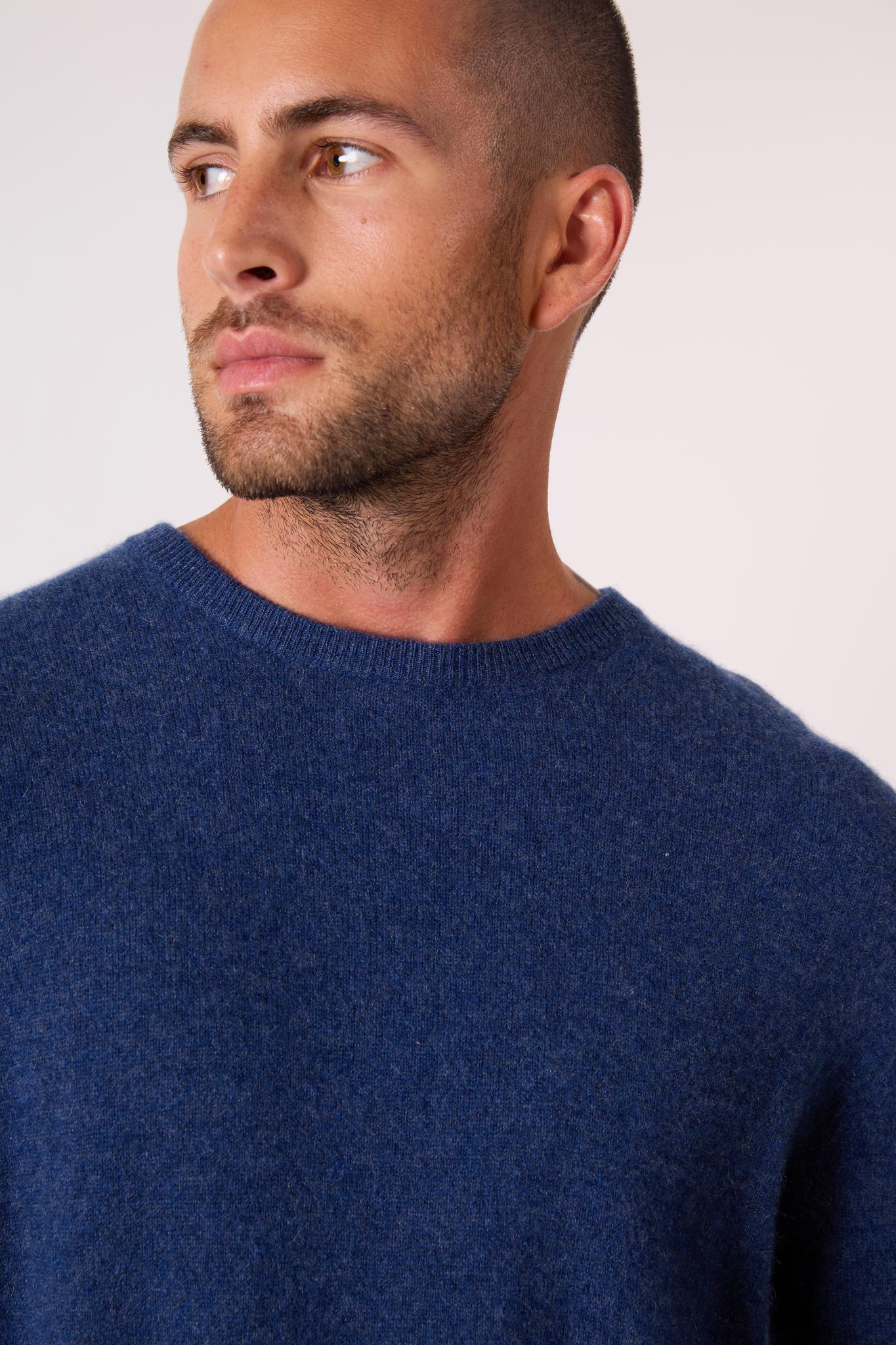 BLAKE pull col rond ocean chiné 100% cachemire