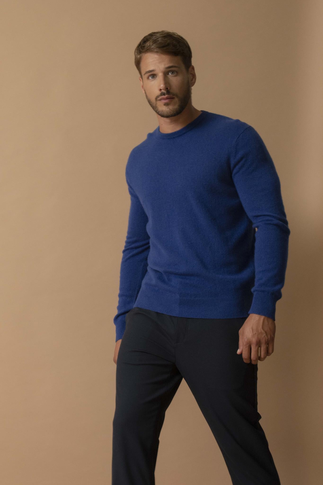 BLAKE pull col rond outremer 100% cachemire