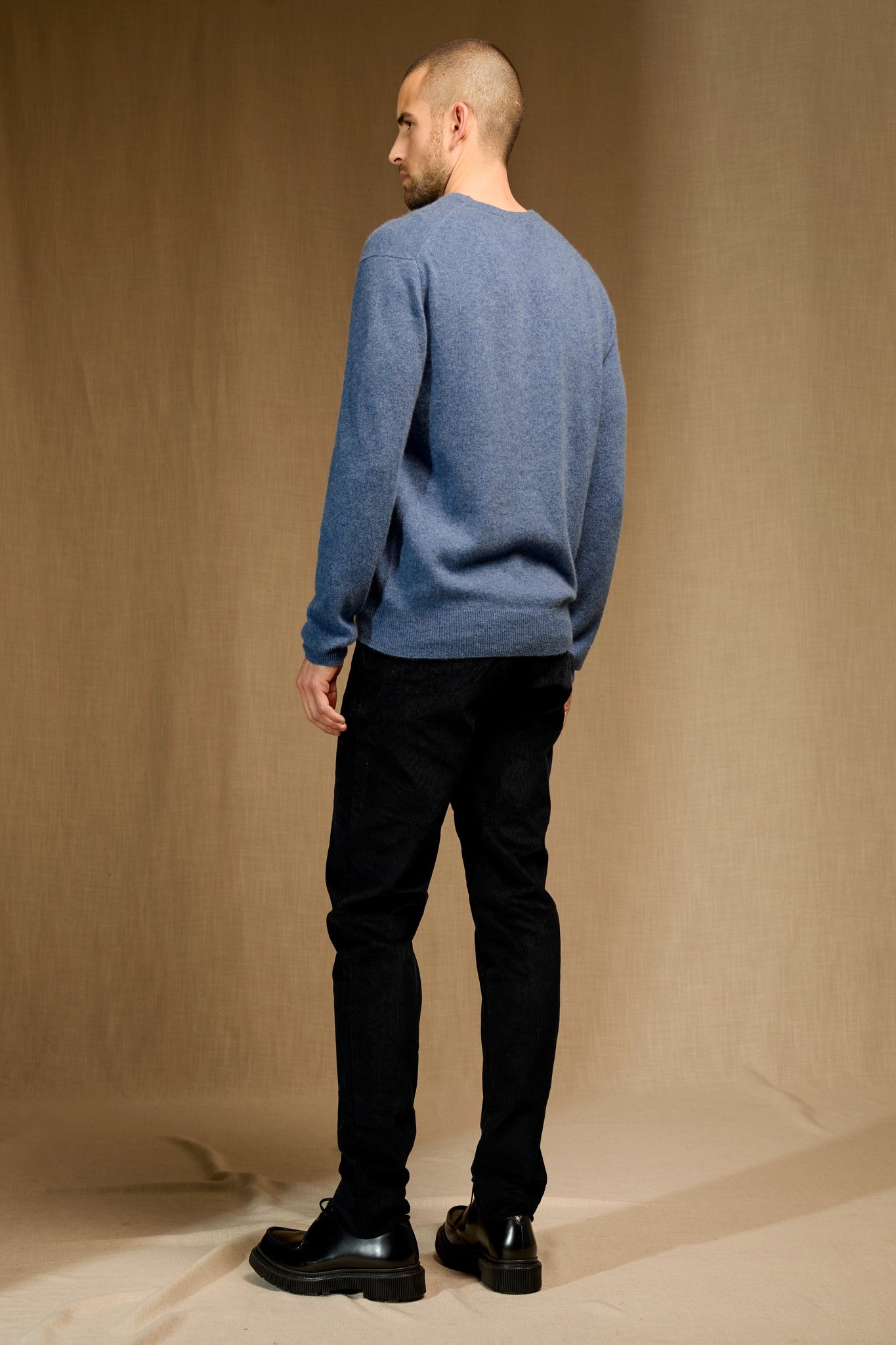 blake pull col rond petrole chiné 100% cachemire