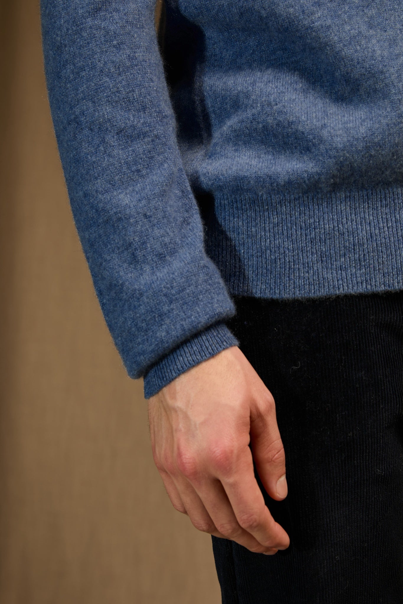 blake pull col rond petrole chiné 100% cachemire