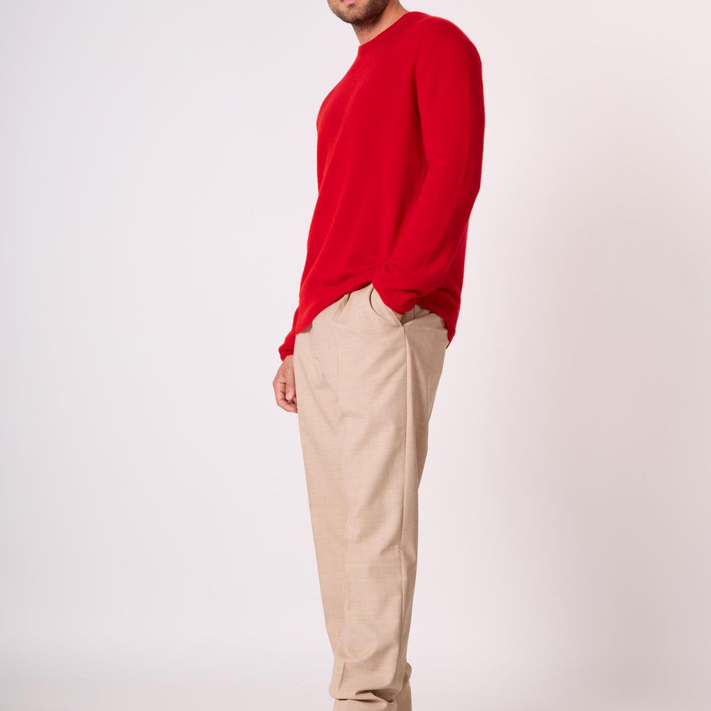 BLAKE pull col rond rouge 100% cachemire