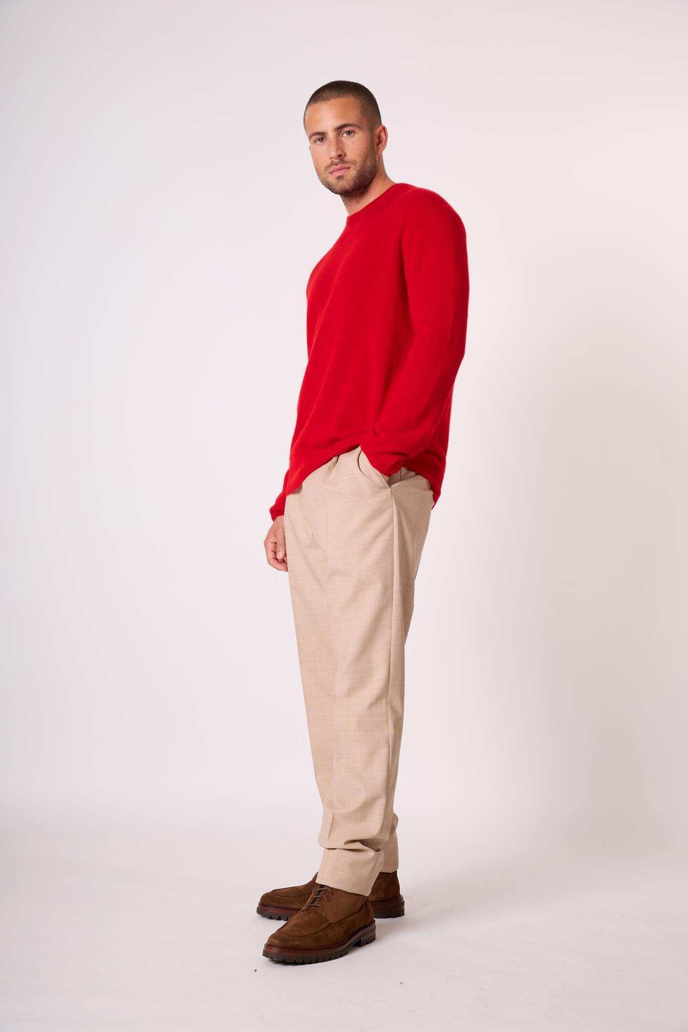 BLAKE pull col rond rouge 100% cachemire
