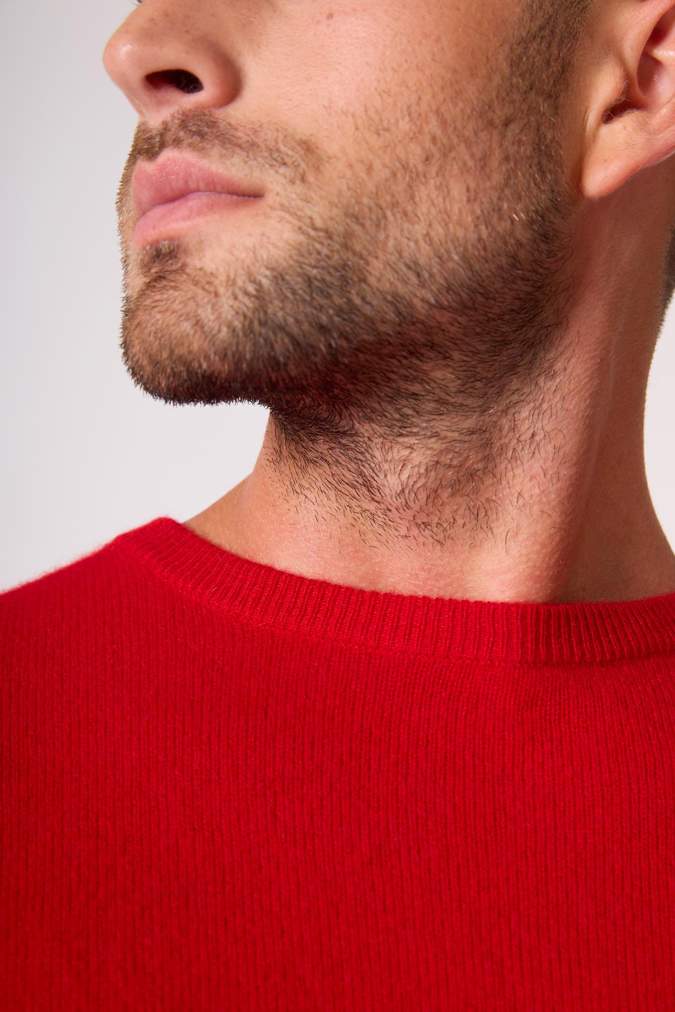 BLAKE pull col rond rouge 100% cachemire