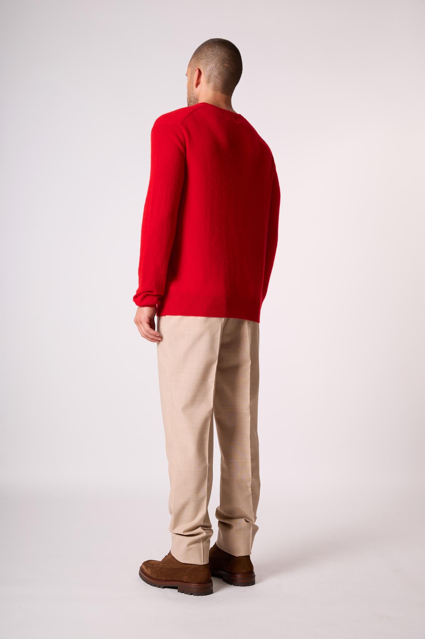 BLAKE pull col rond rouge 100% cachemire