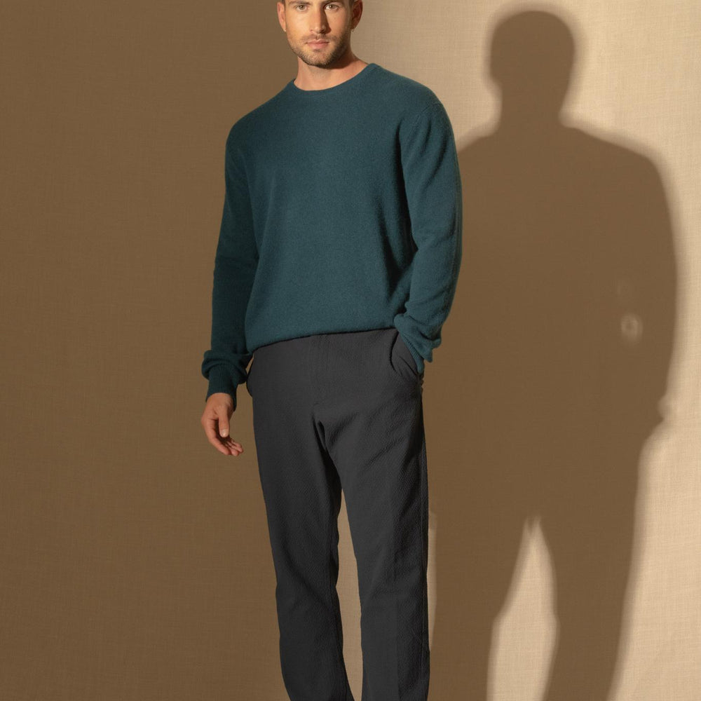 BLAKE pull col rond vert canard 100% cachemire