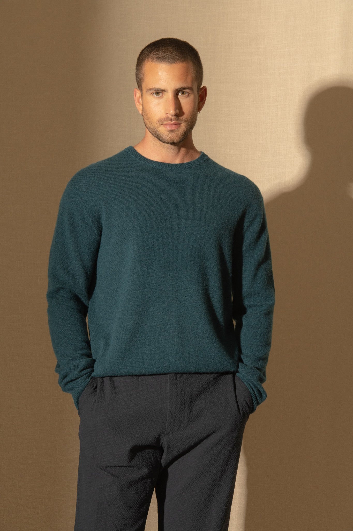 blake pull col rond vert canard 100% cachemire