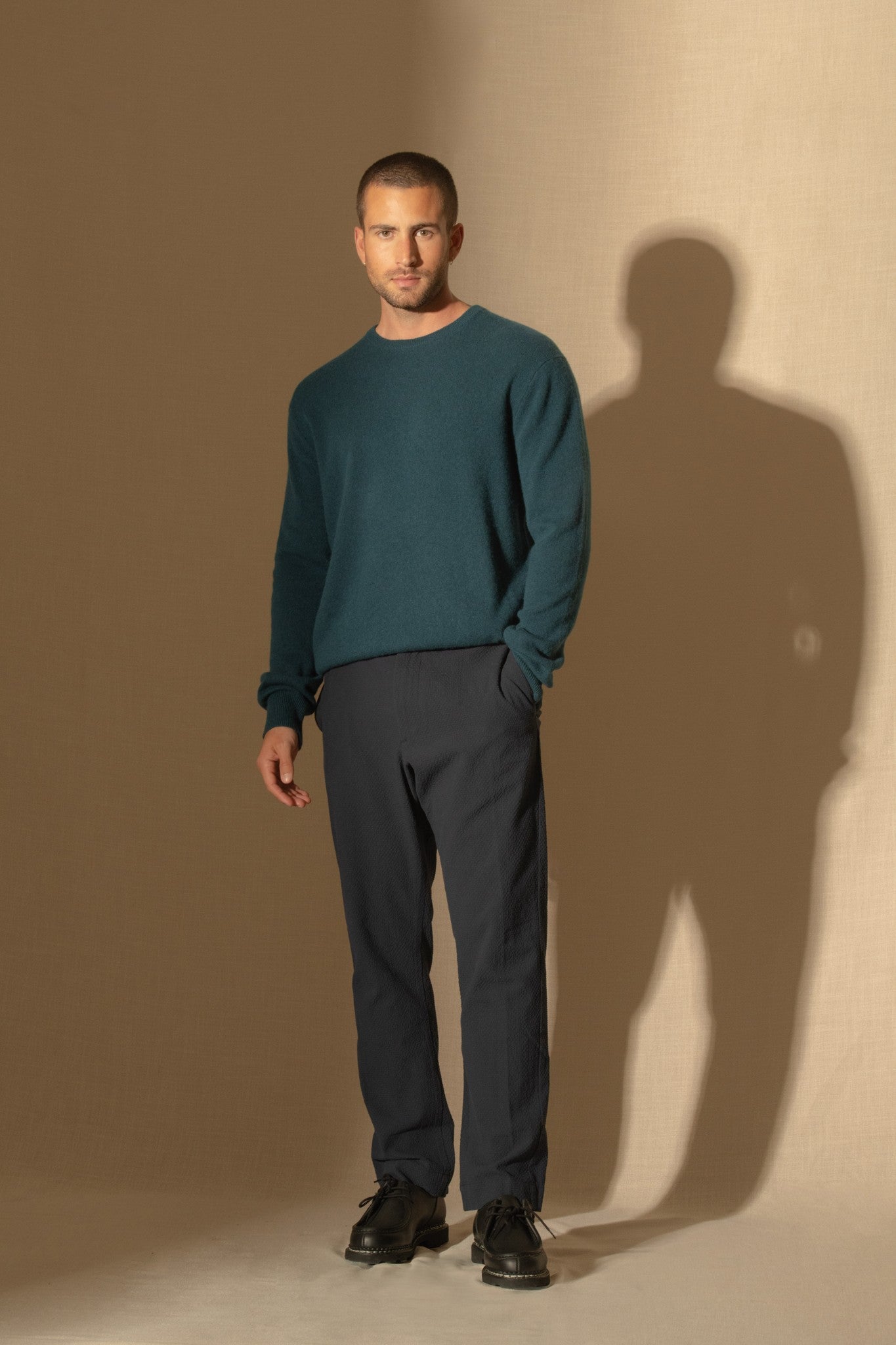 blake pull col rond vert canard 100% cachemire