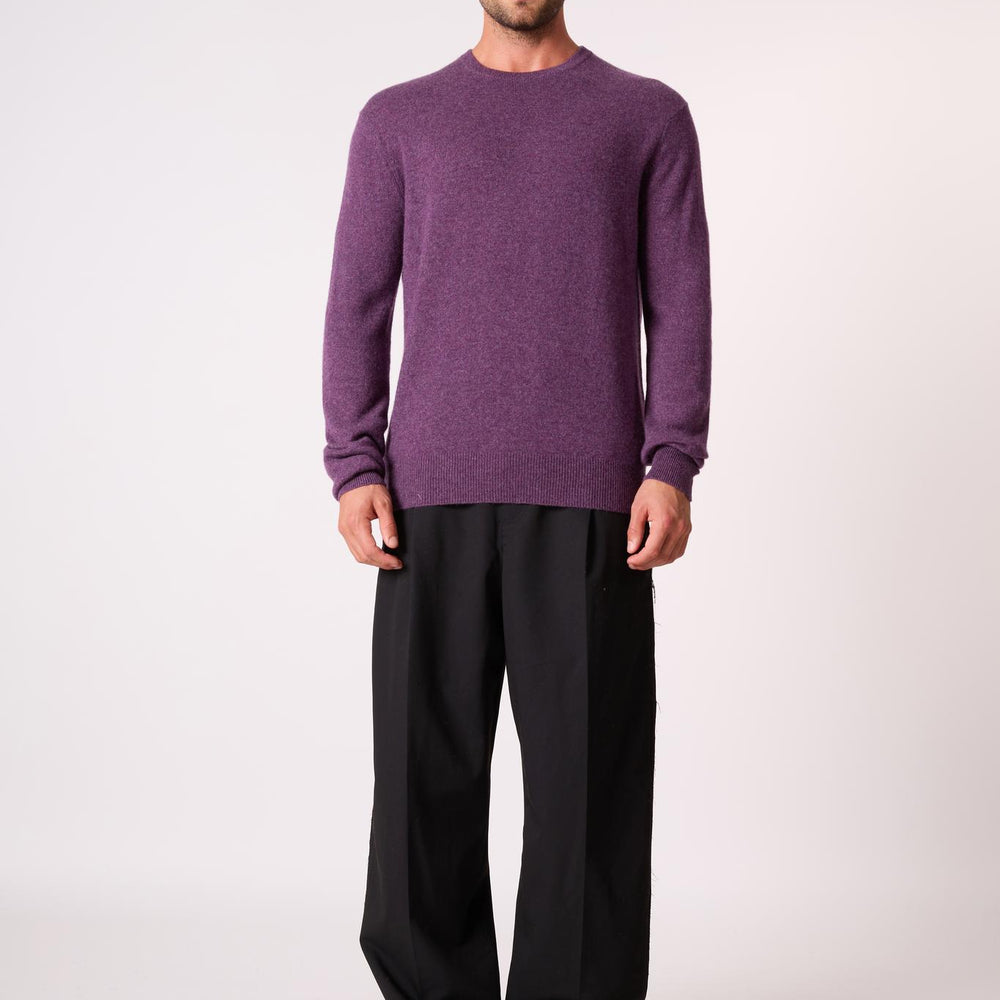 BLAKE pull col rond violet chiné 100% cachemire