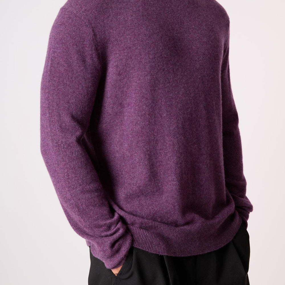 BLAKE pull col rond violet chiné 100% cachemire