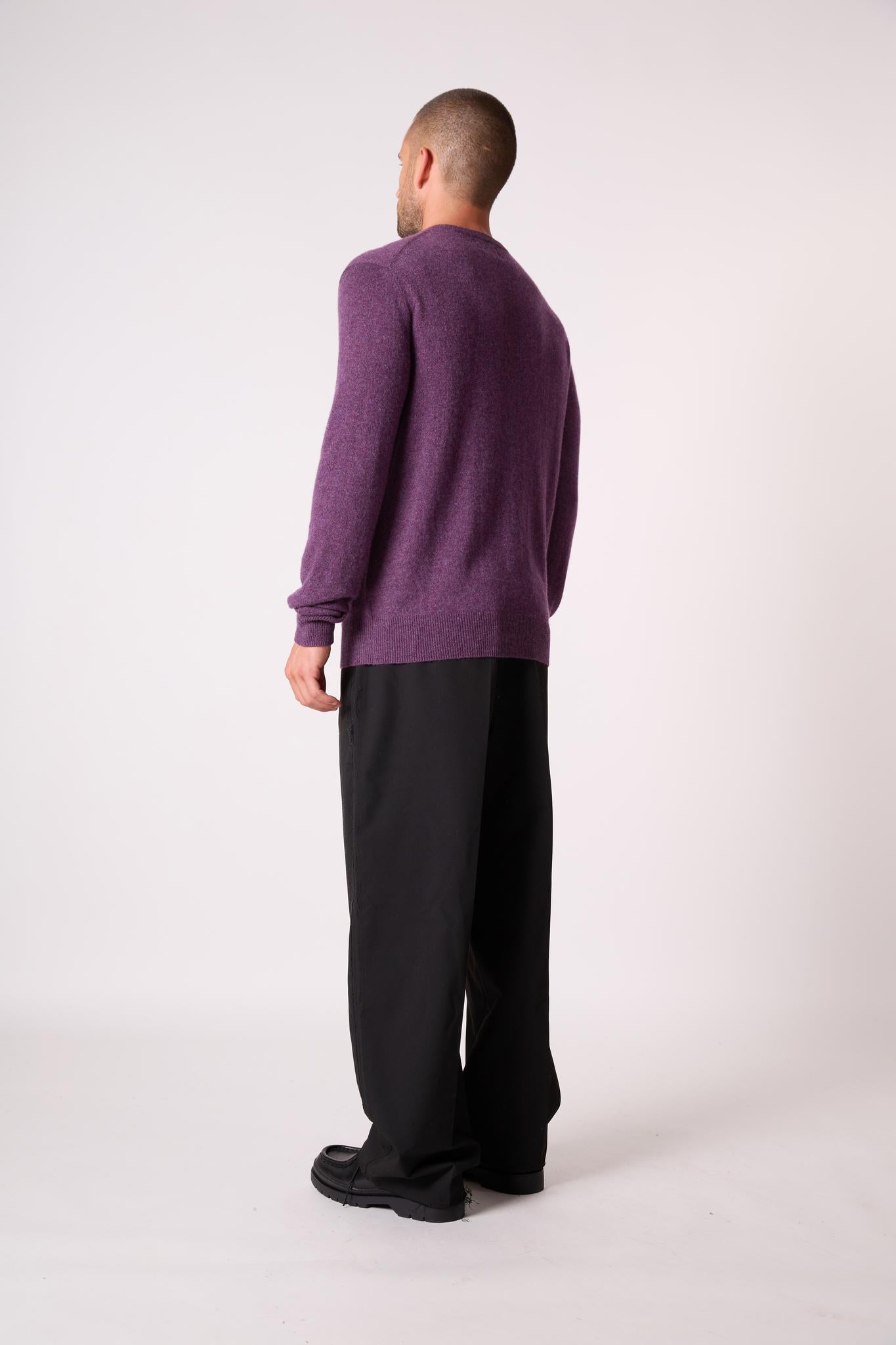 BLAKE pull col rond violet chiné 100% cachemire