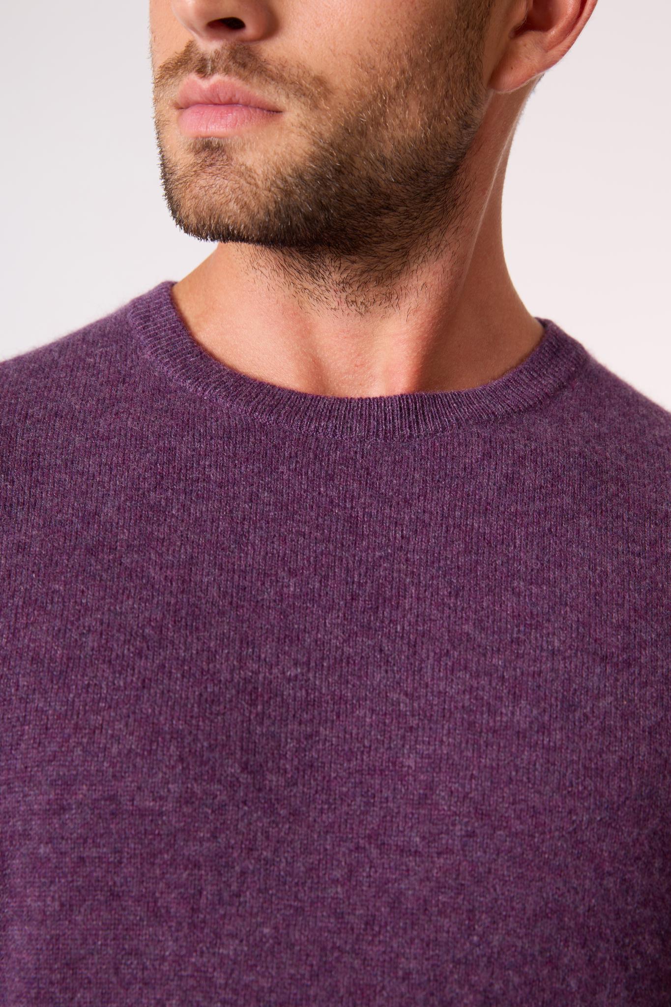 BLAKE pull col rond violet chiné 100% cachemire