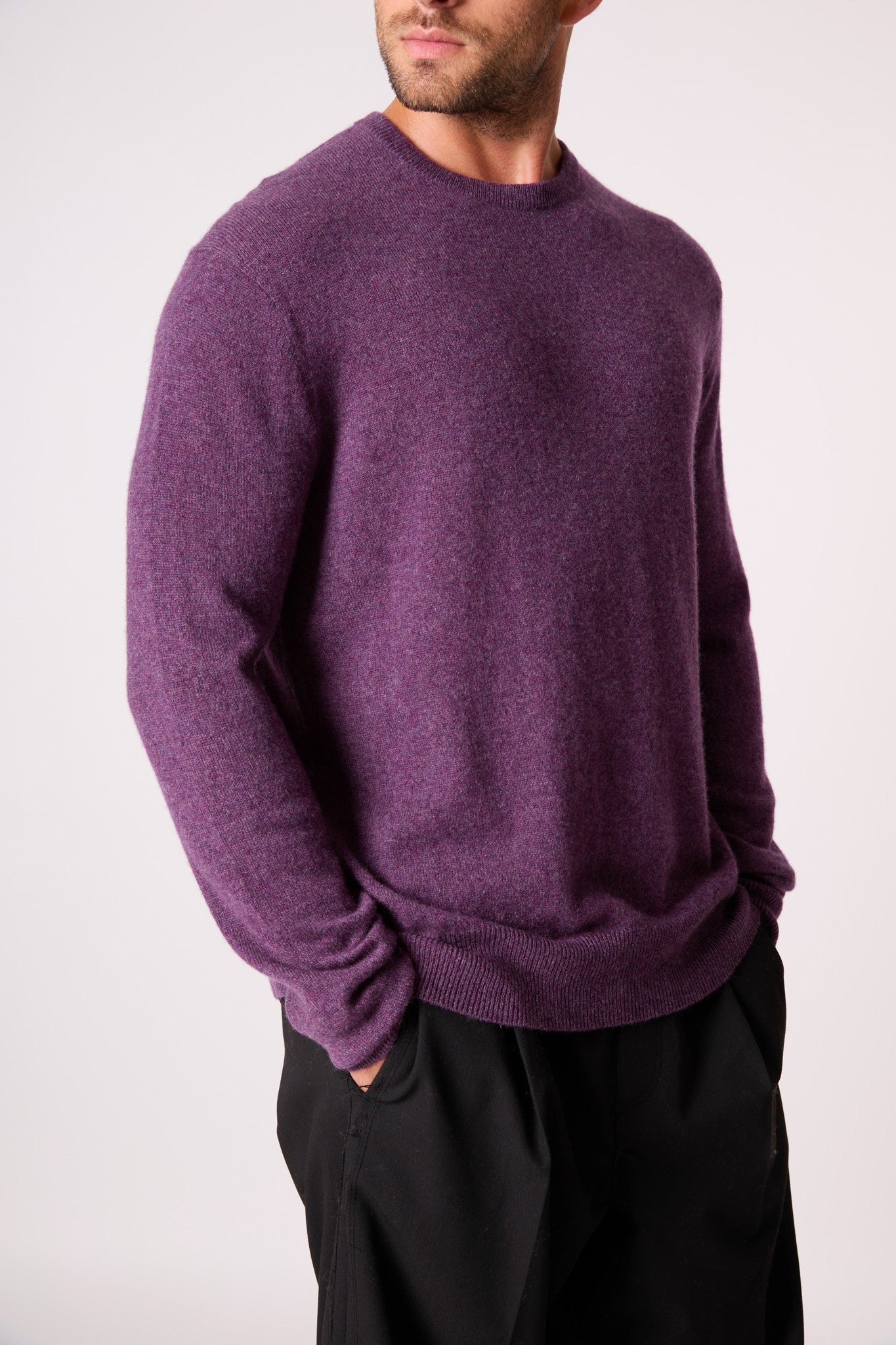 blake pull col rond violet chiné 100% cachemire