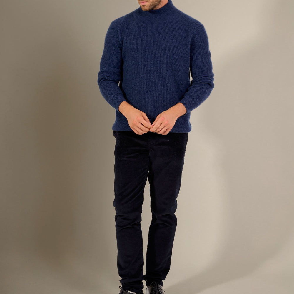 capri pull col montant bleu nuit chiné 100% cachemire