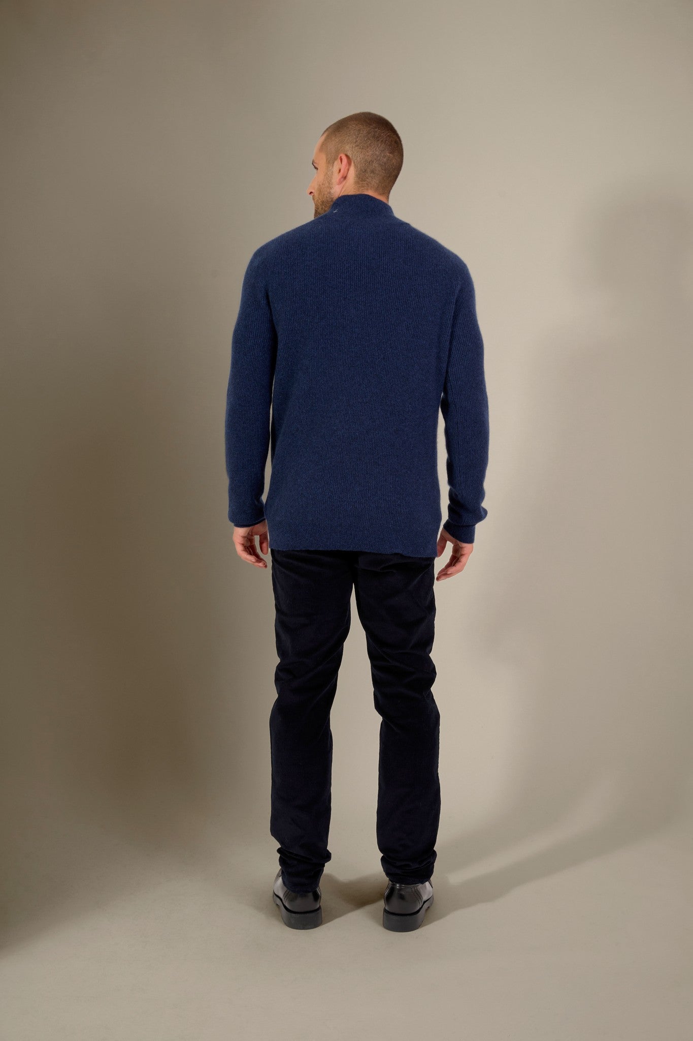 capri pull col montant bleu nuit chiné 100% cachemire