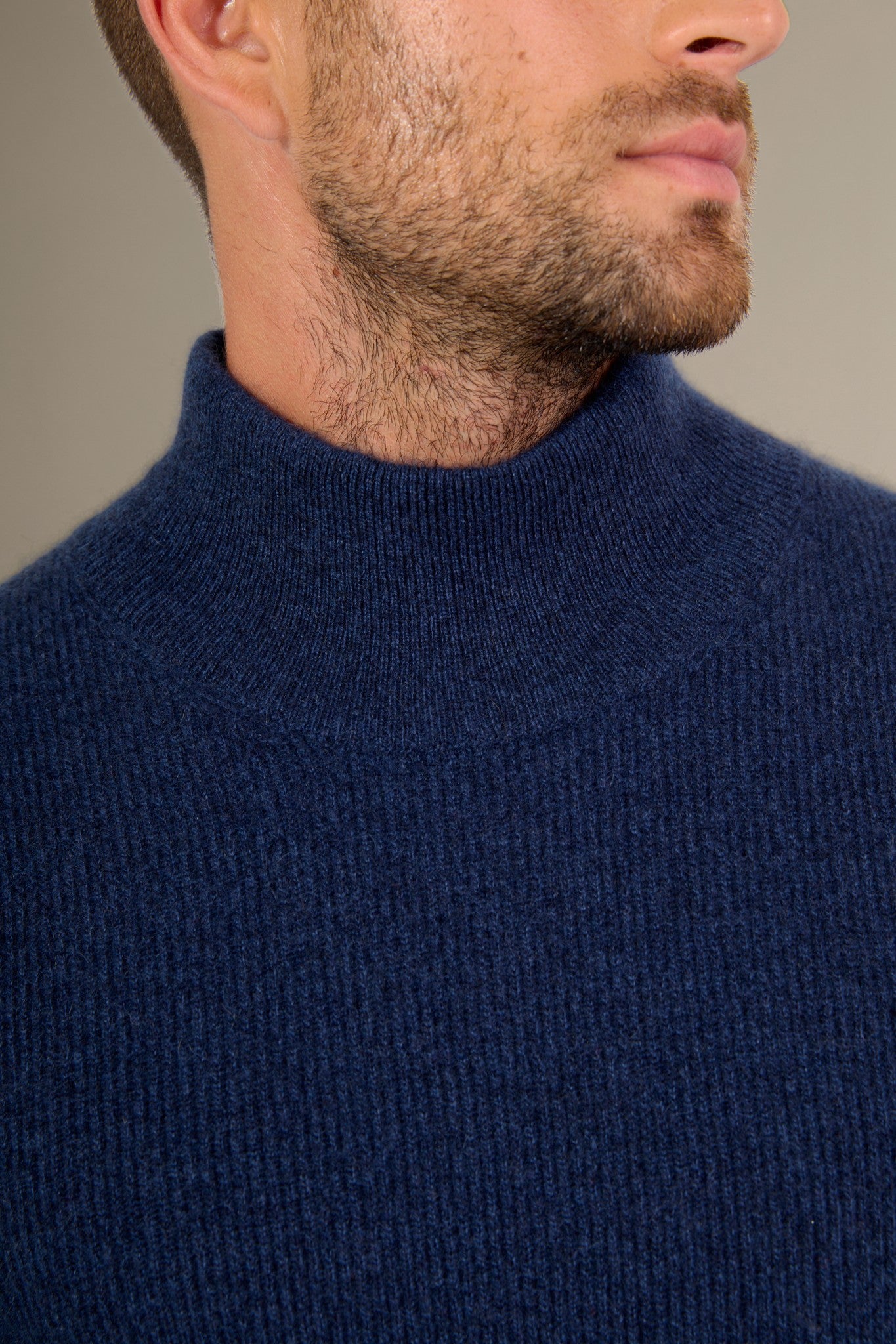 capri pull col montant bleu nuit chiné 100% cachemire