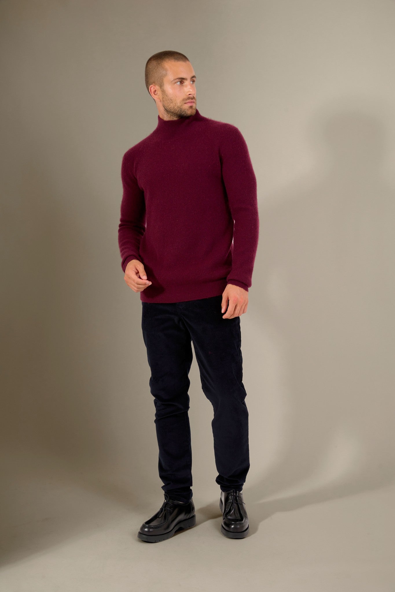 capri pull col montant mûre 100% cachemire