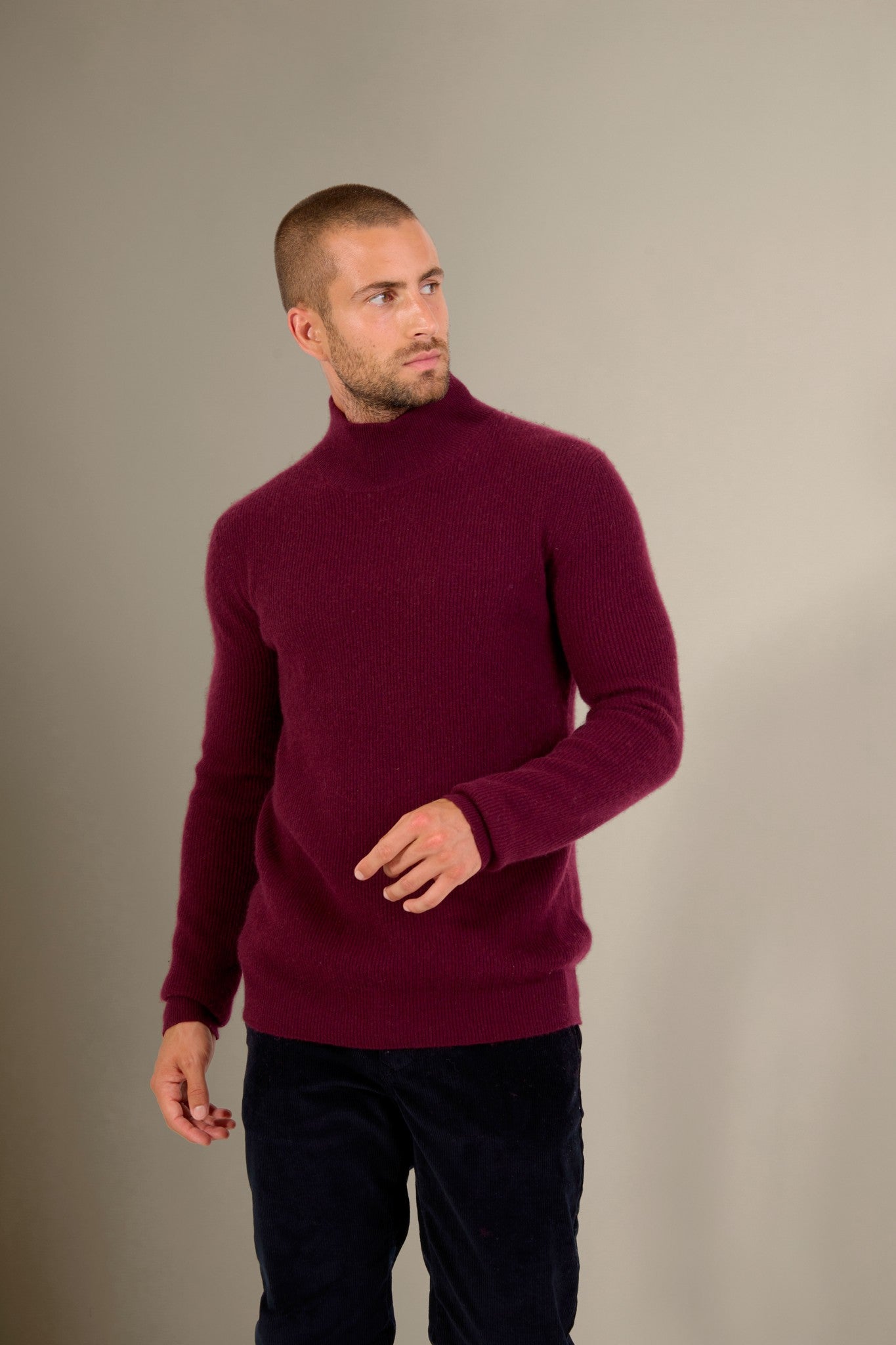 capri pull col montant mûre 100% cachemire