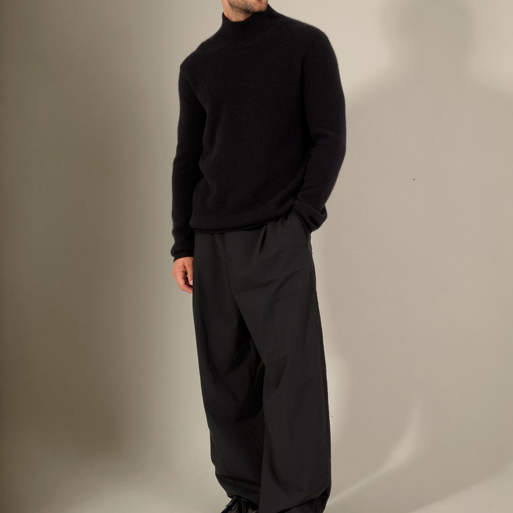 capri pull col montant noir 100% cachemire