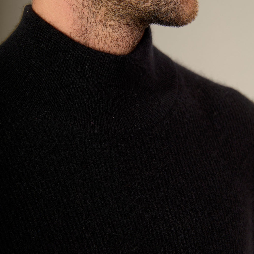 capri pull col montant noir 100% cachemire