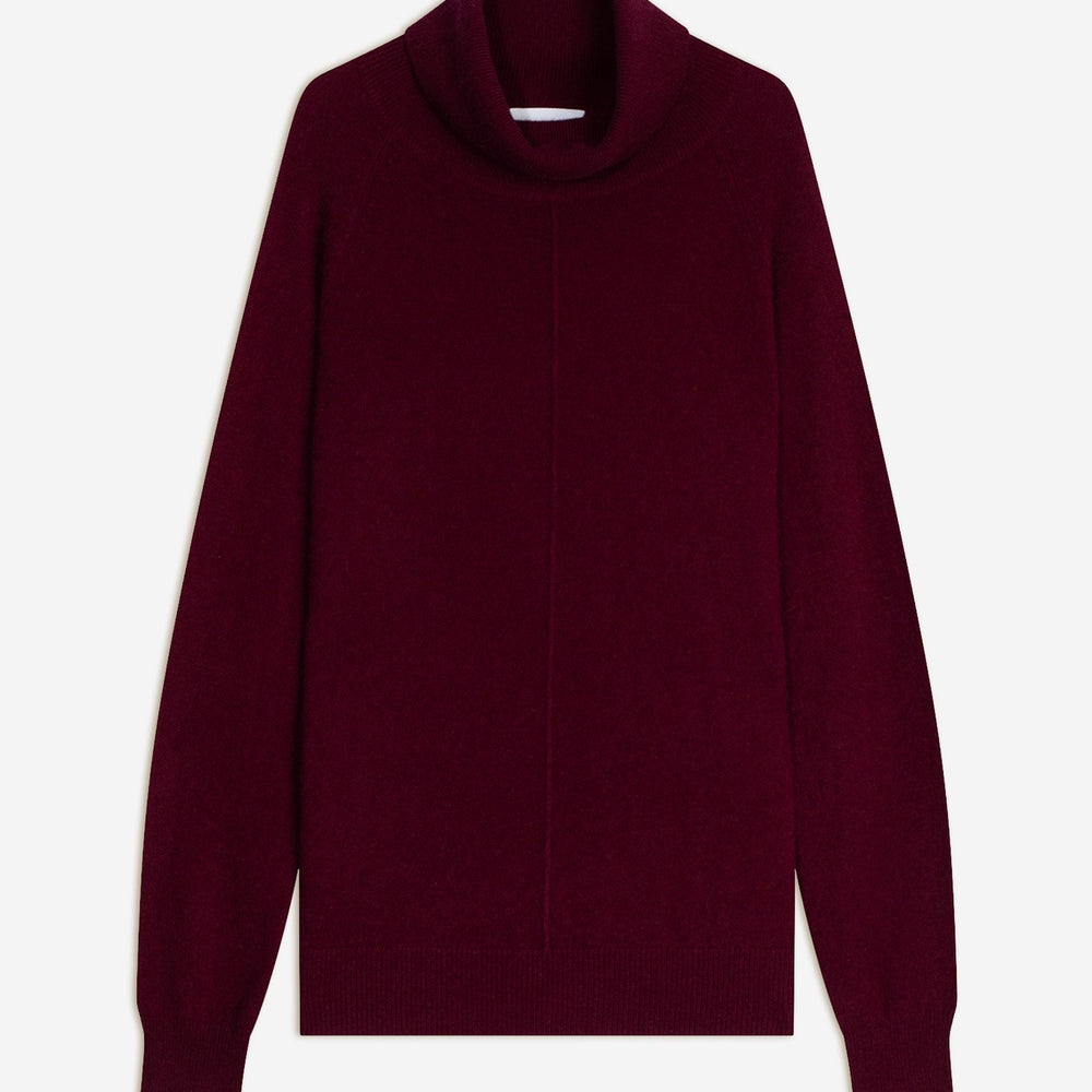 carrick pull col roulé bordeaux 100% cachemire