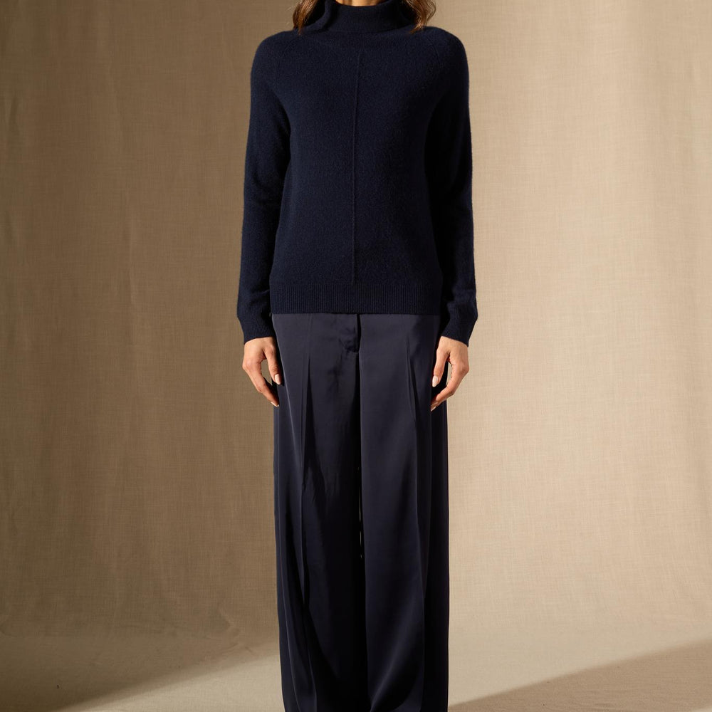 CARRICK pull col roulé navy 100% cachemire