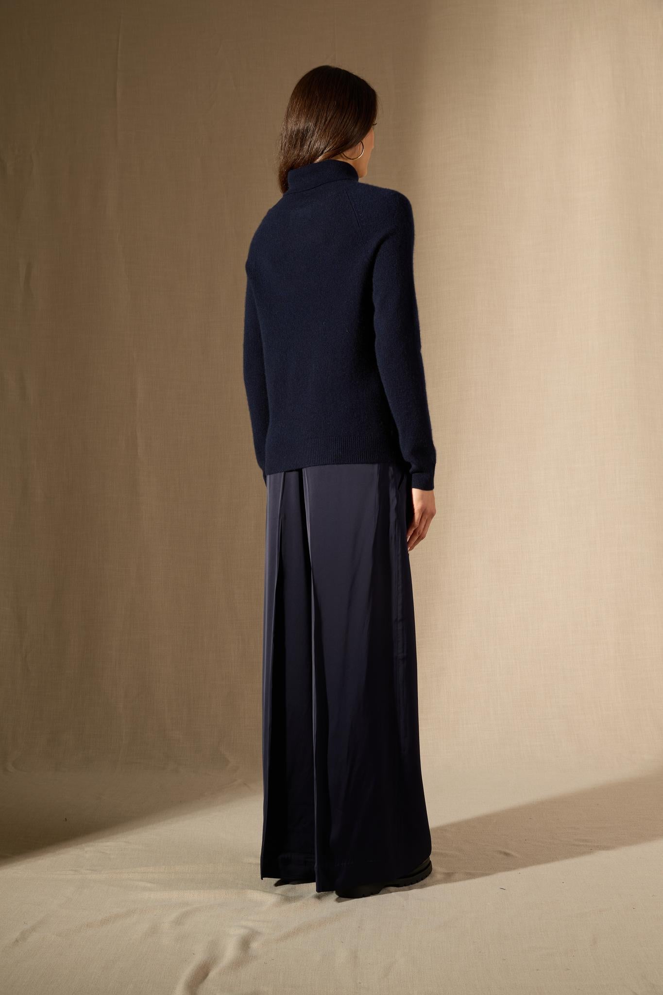 CARRICK pull col roulé navy 100% cachemire