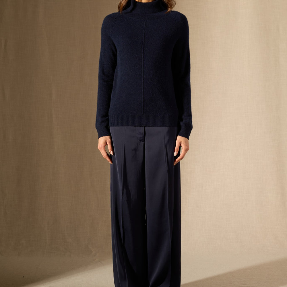 carrick pull col roulé navy 100% cachemire