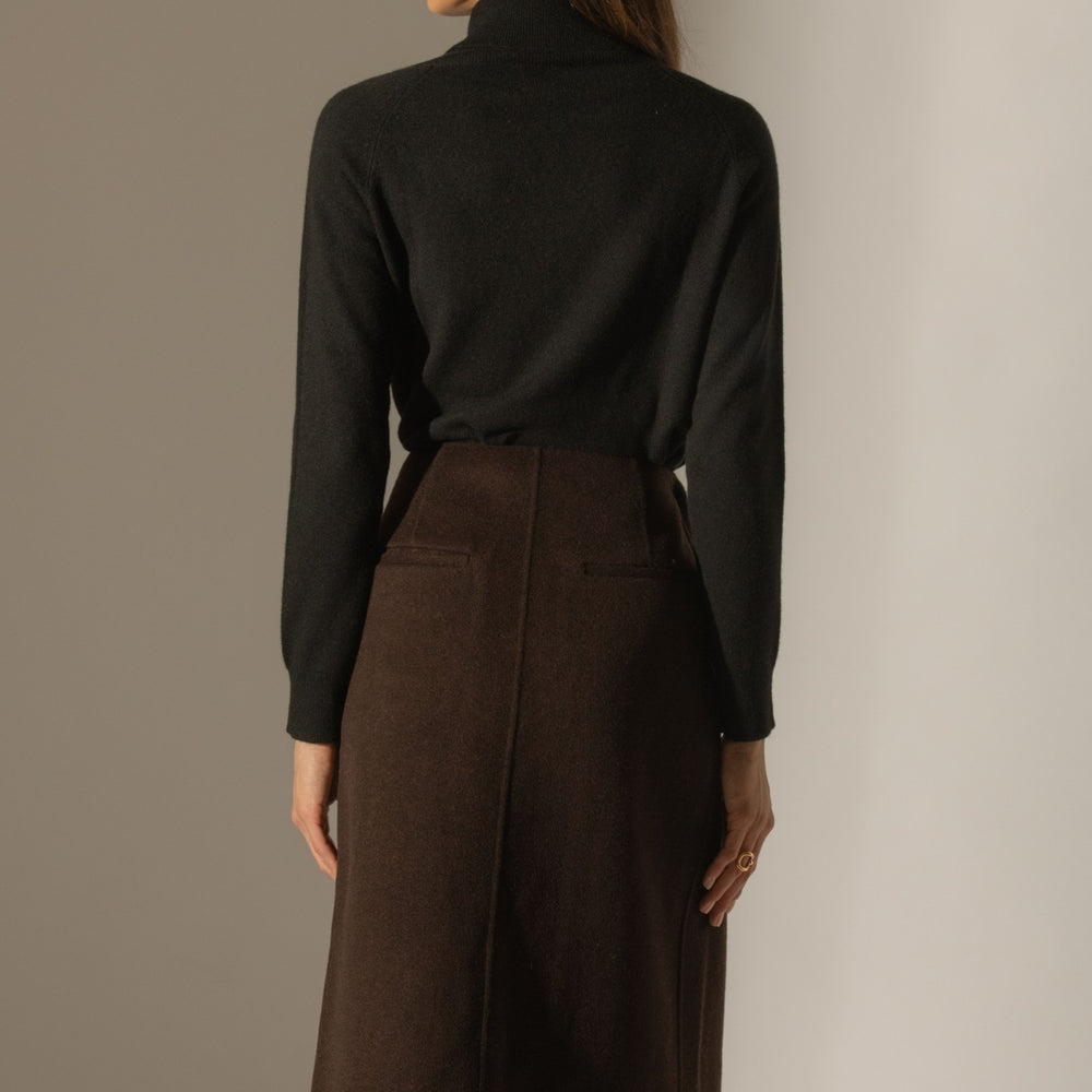 carrick pull col roulé noir 100% cachemire