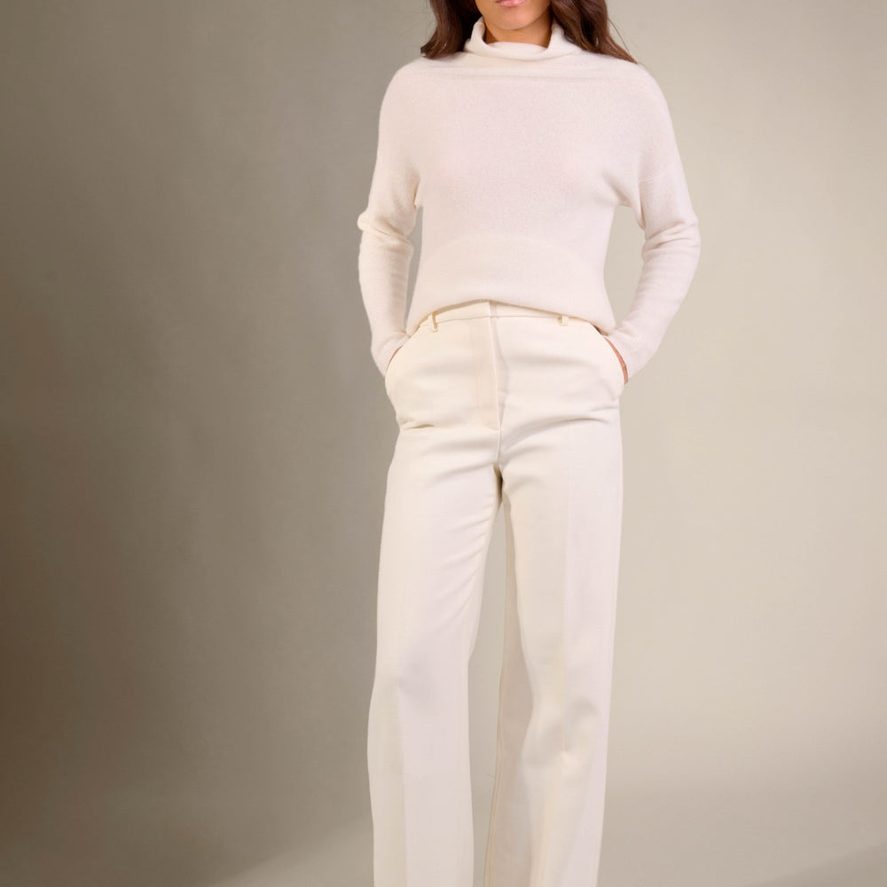 cevaro pull col roulé ivoire 100% cachemire