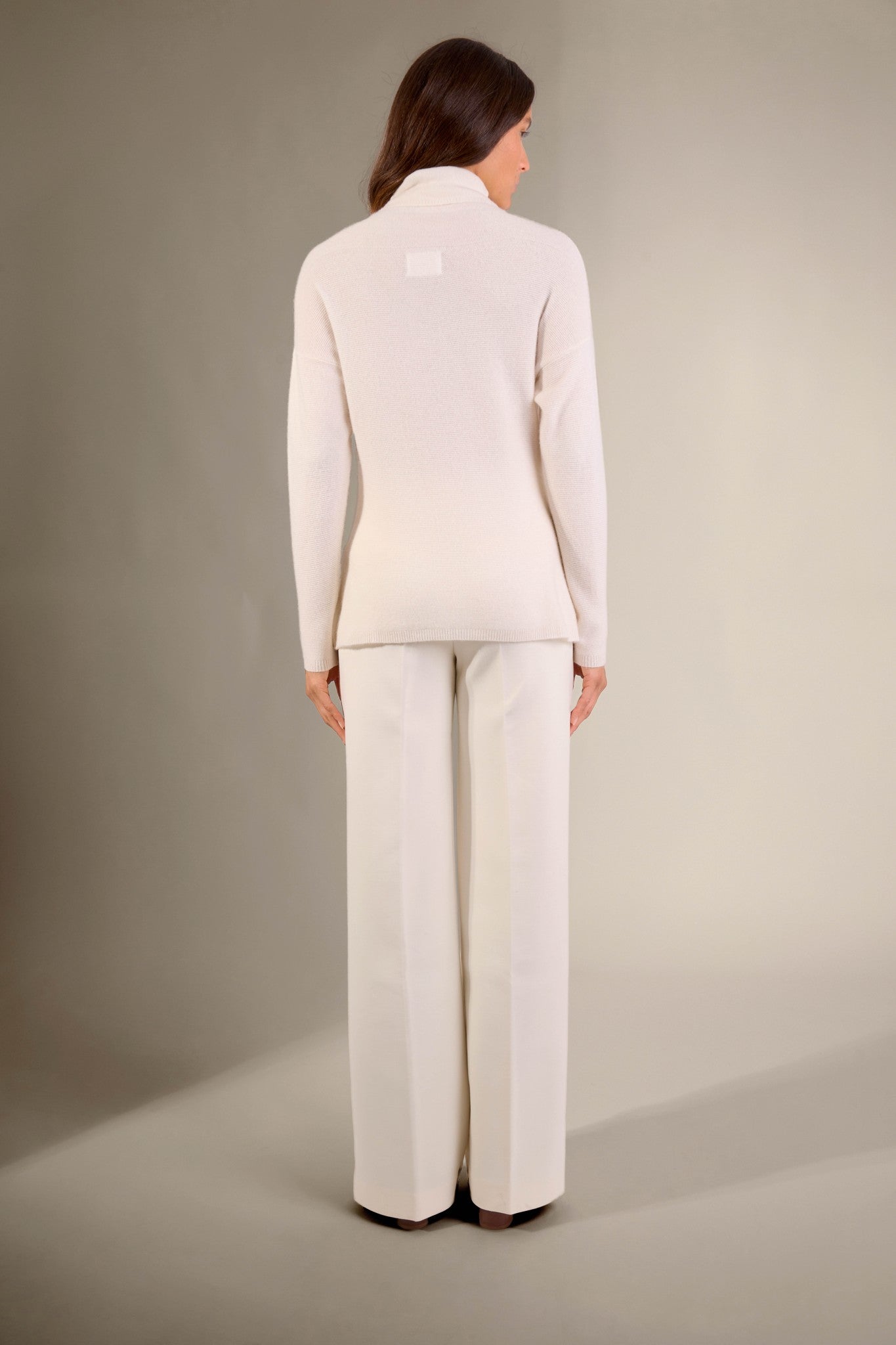 cevaro pull col roulé ivoire 100% cachemire